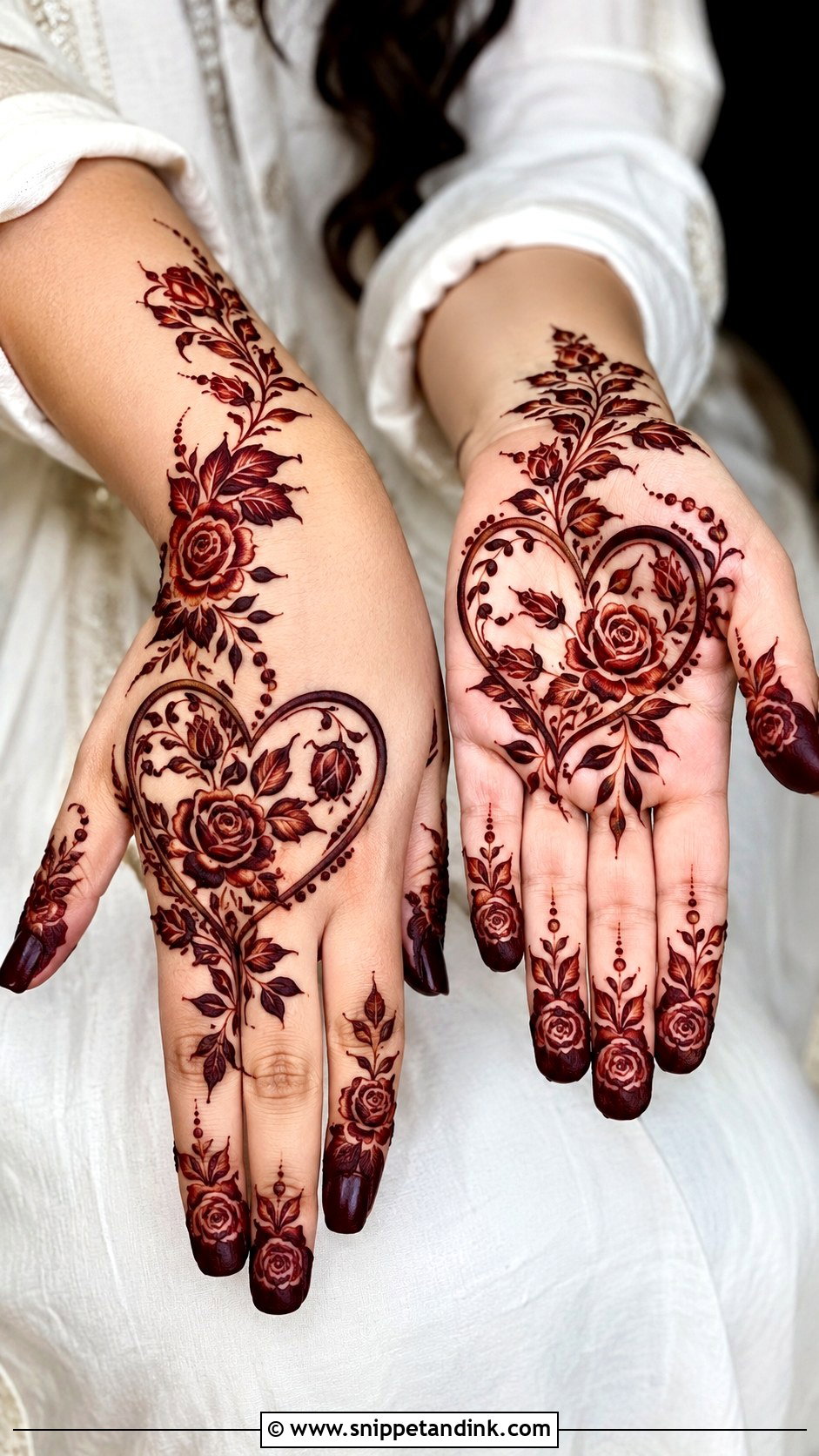 Rose Heart Mehndi Design - Snippet and Ink - 30 Heart Mehndi Designs