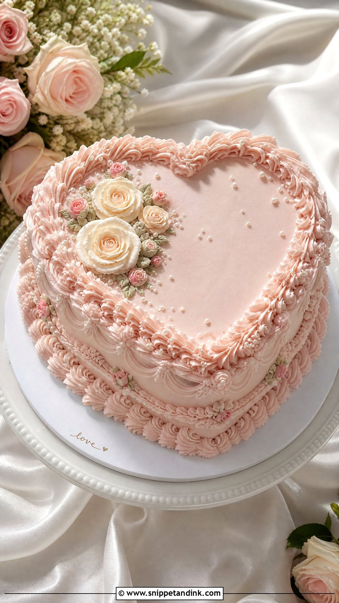 Rose Heart Wedding Cake - Snippet and Ink - 20 Roses Cake Design Ideas for Wedding