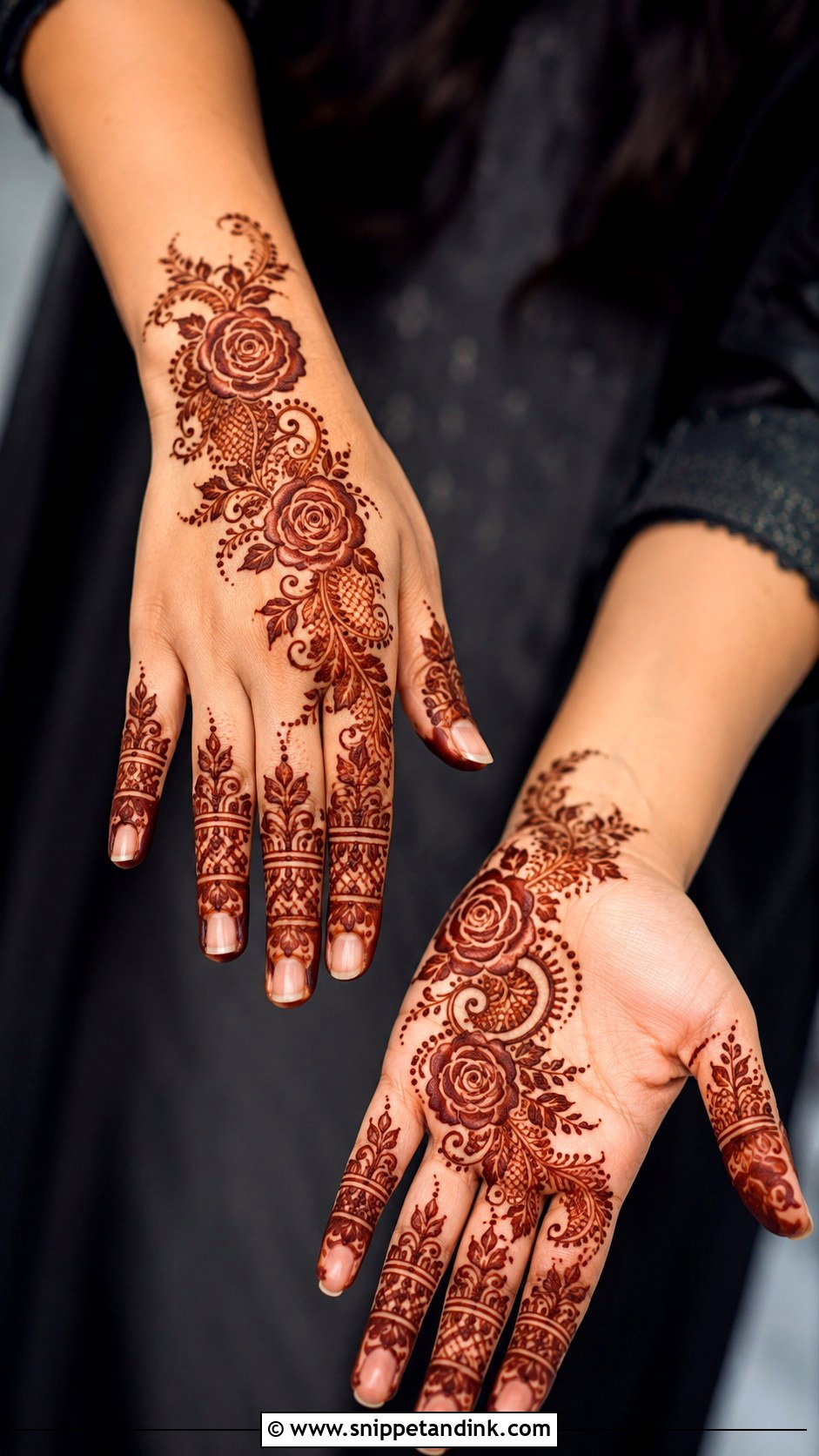 Rose Indo Arabic Mehndi Design - Snippet and Ink - 35 Rose Mehndi Designs