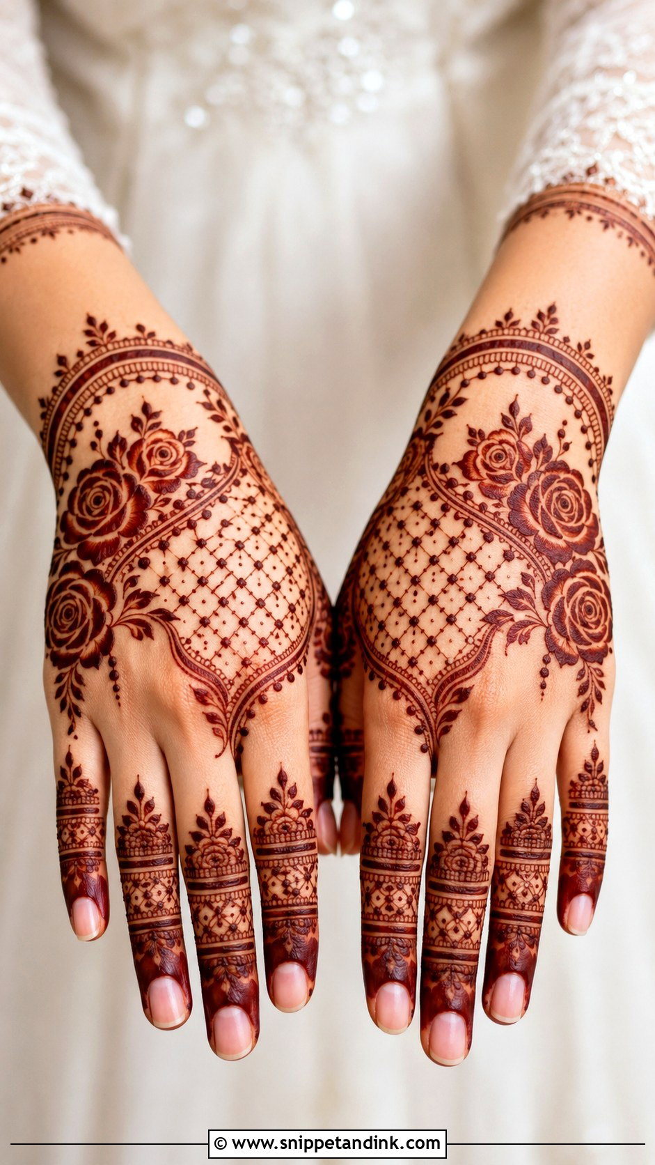 Rose Jaali Mehndi Design - Snippet and Ink - 35 Rose Mehndi Designs