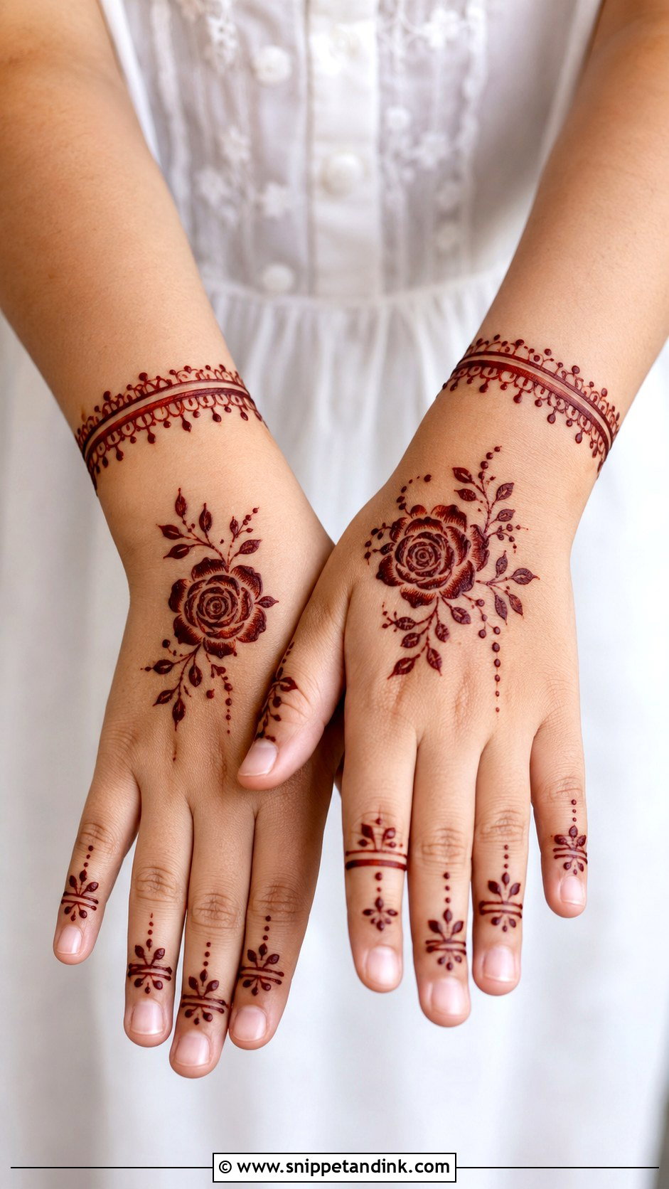 Rose Kids Mehndi Design - Snippet and Ink - 35 Rose Mehndi Designs