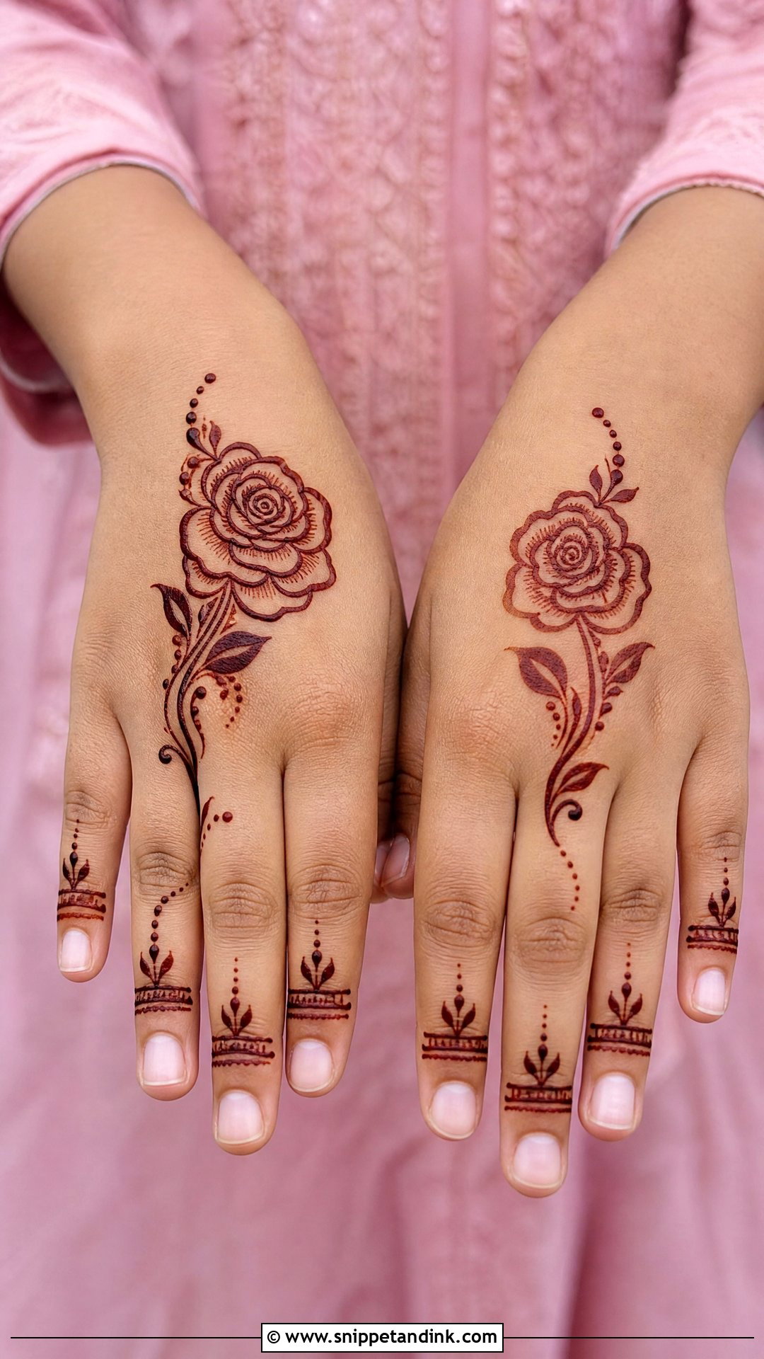 Rose Kids Mehndi Design - Snippet and Ink - 25 Small Kids Mehndi Designs