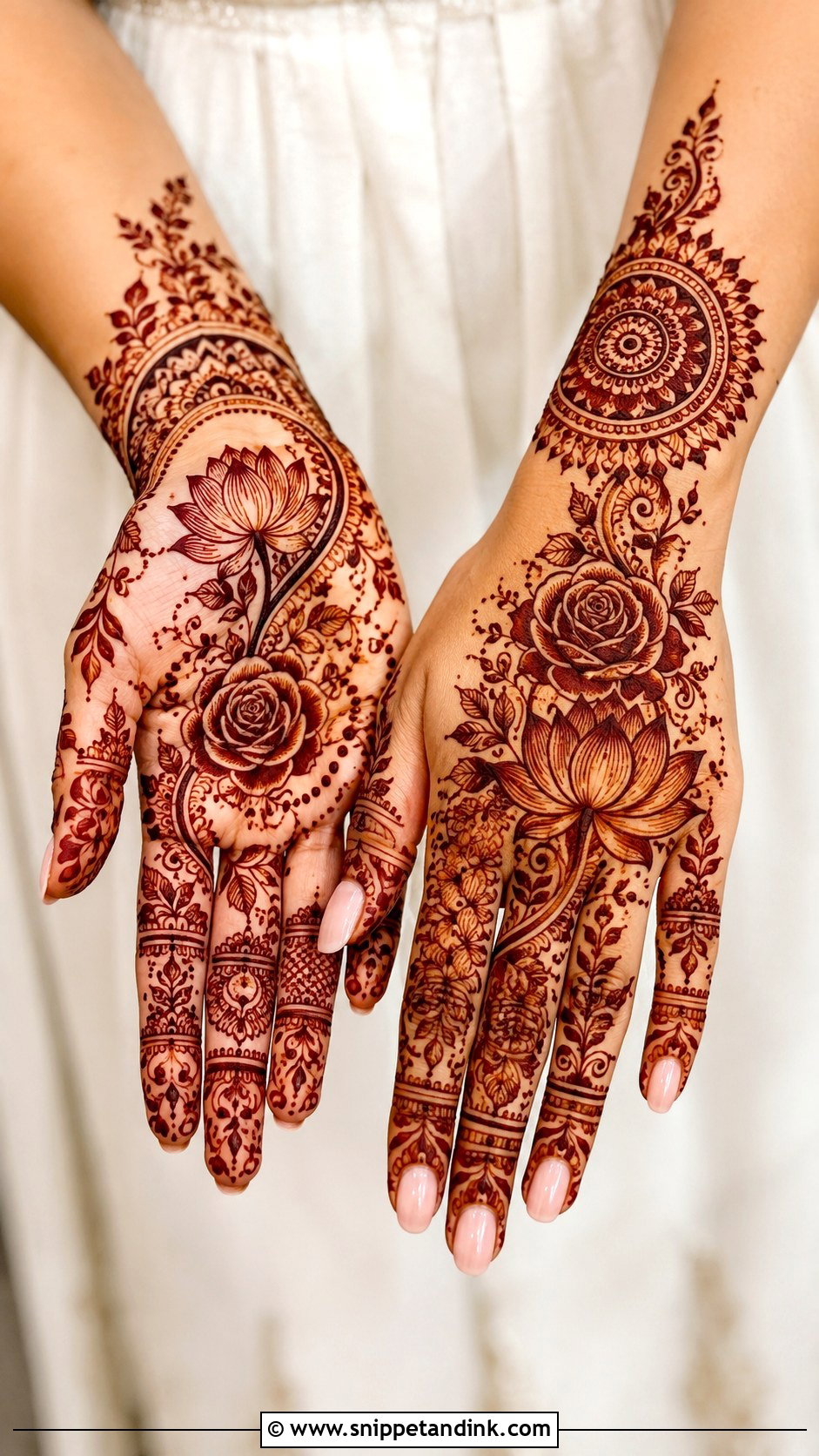 Rose Lotus Mehndi Design - Snippet and Ink - 35 Rose Mehndi Designs