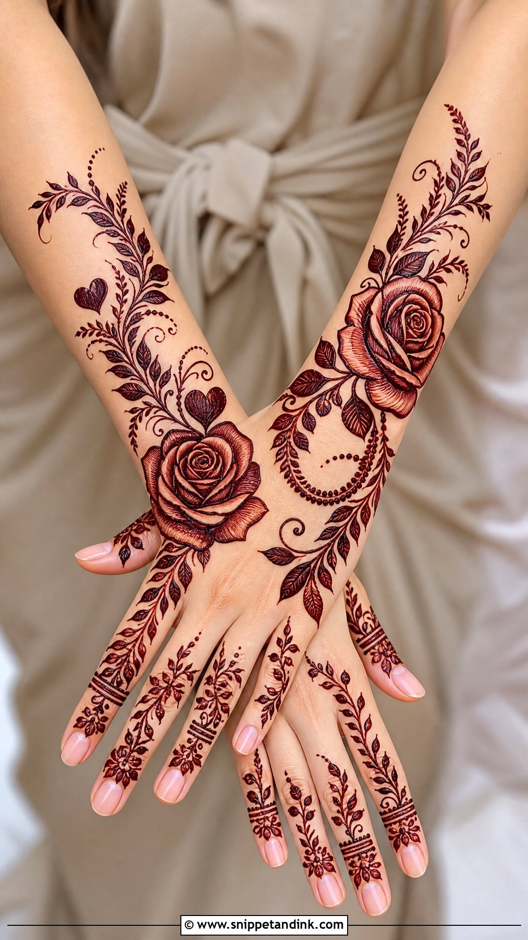Rose Love Mehndi Design - Snippet and Ink - 25 Love Mehndi Designs