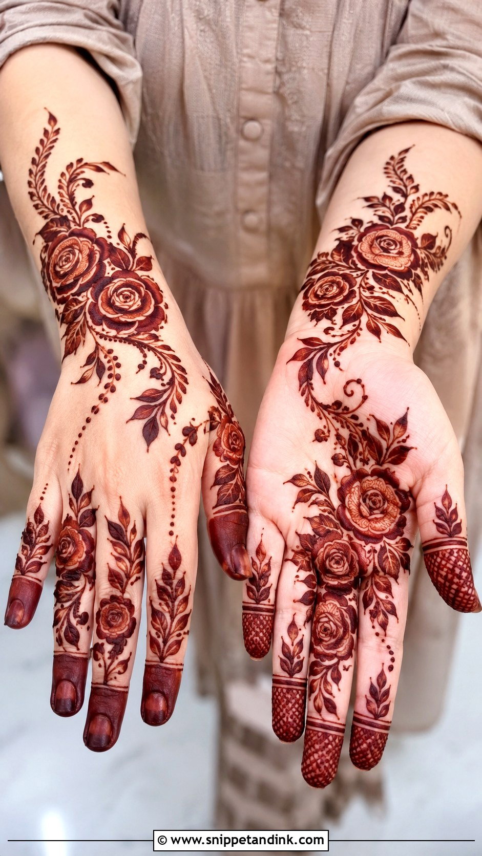 Rose Mehndi Design - Snippet and Ink - 35 Henna (Mehndi) Design Ideas