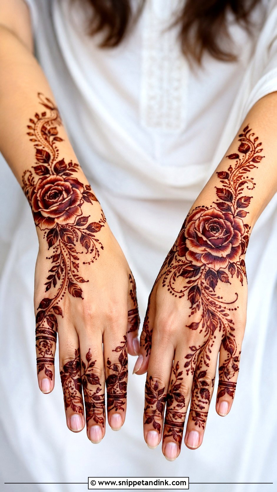 Rose Mehndi Design Back Hand - Snippet and Ink - 35 Trendy Mehndi Designs