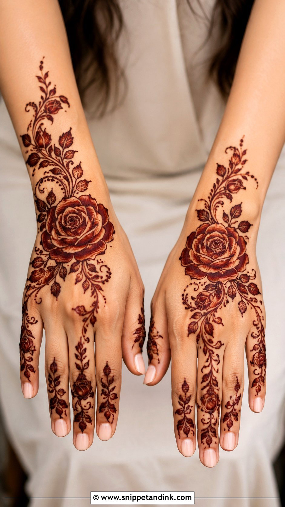 Rose Mehndi Design For Back Hand - Snippet and Ink - 35 New Mehndi Designs