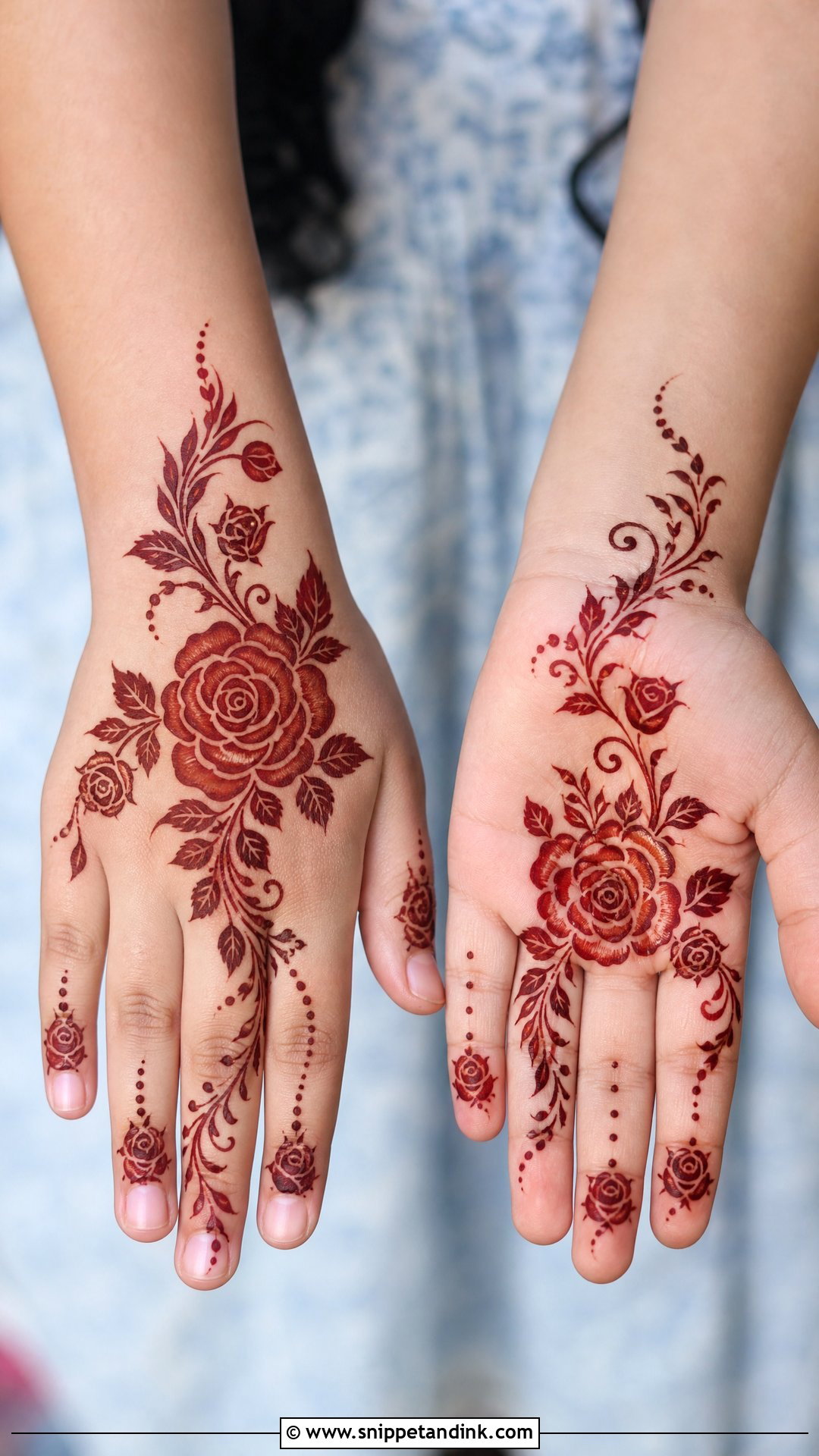 Rose Mehndi Design for Children - Snippet and Ink - 30 Mehndi Designs for Children