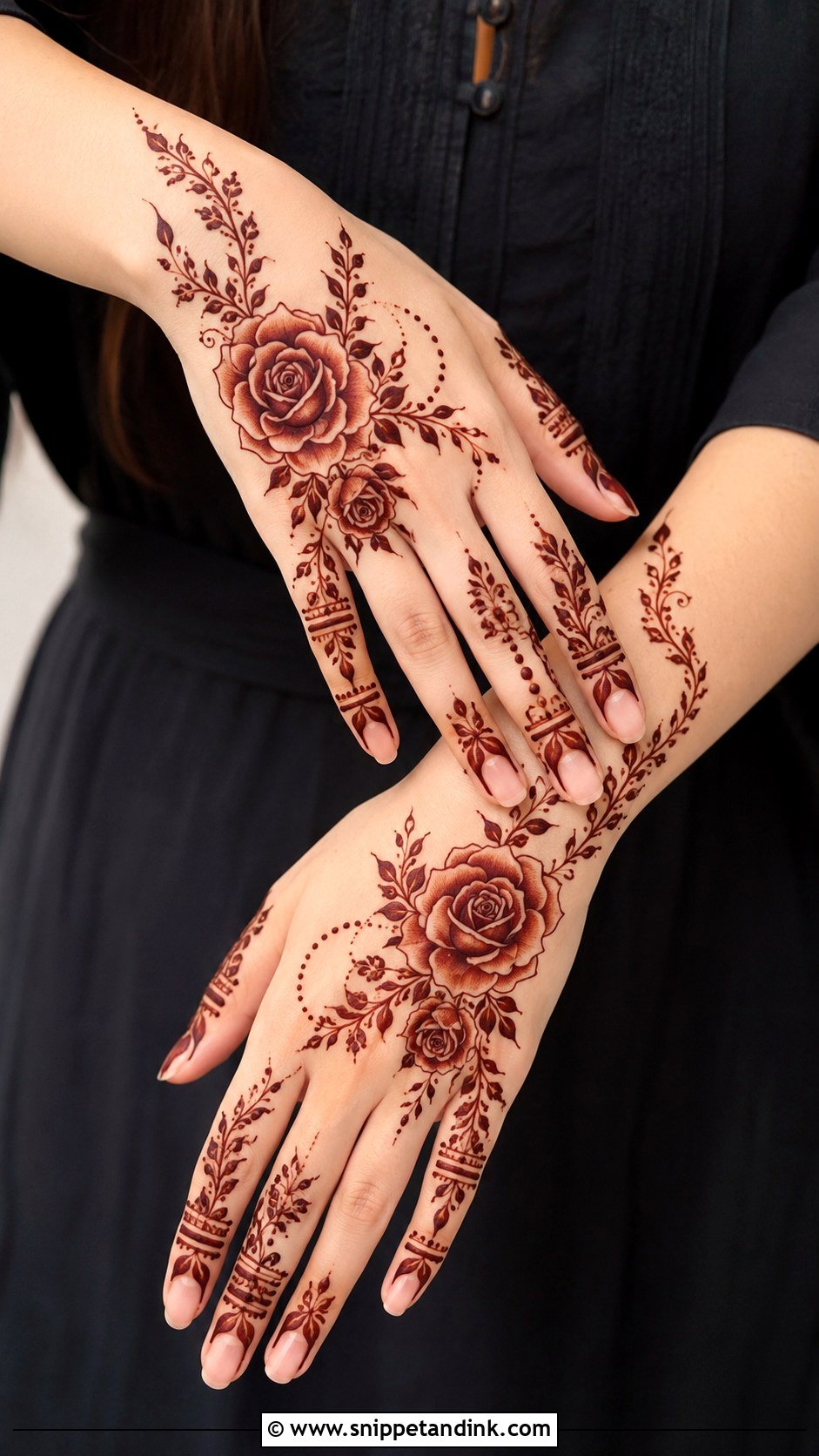 Rose Mehndi Design - Snippet and Ink - 30 Cool Mehndi Designs