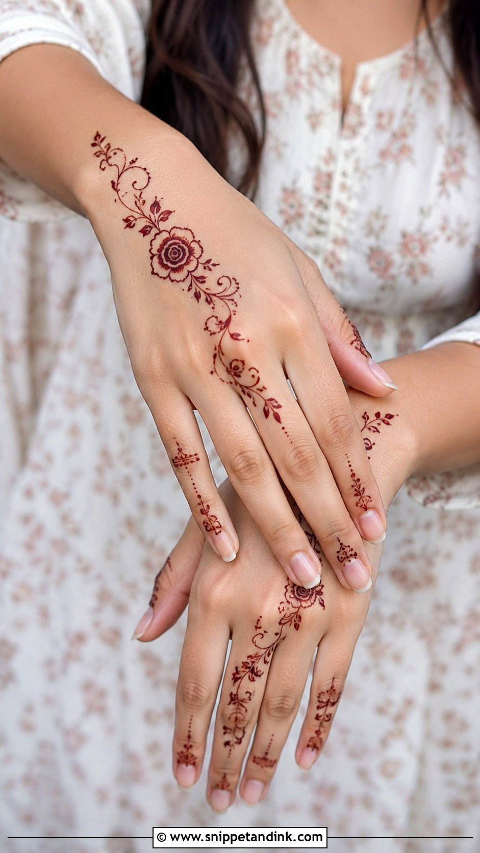 Rose Minimal Mehndi Design - Snippet and Ink - 35 Rose Mehndi Designs