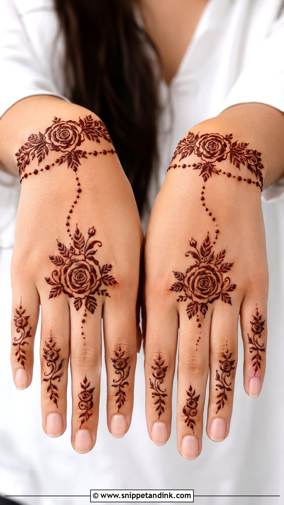 Rose Modern Mehndi Design - Snippet and Ink - 35 Rose Mehndi Designs