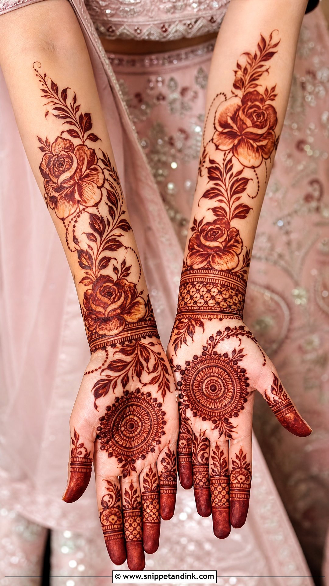 Rose Muslim Bridal Mehndi Design - Snippet and Ink - 30 Unique Muslim Bridal Mehndi Designs