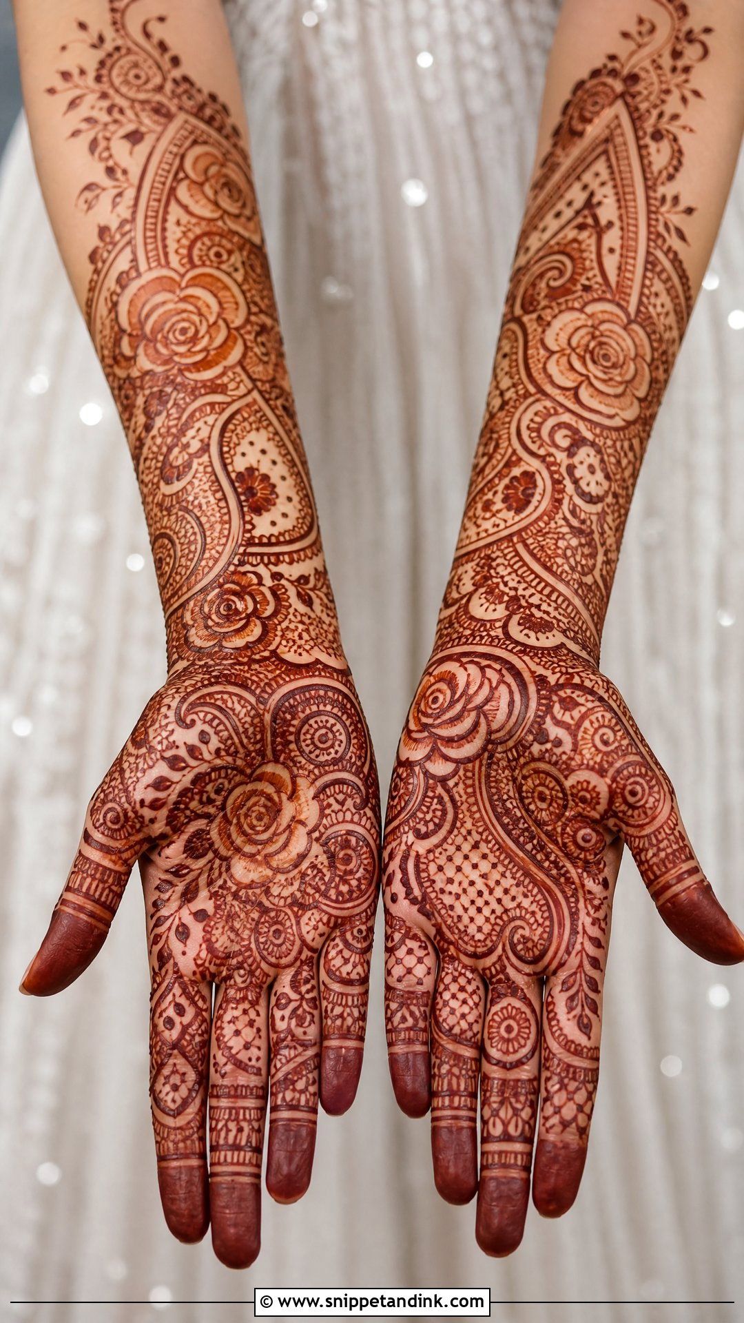 Rose Paisley Bridal Mehndi Full Hand - Snippet and Ink - 20 Rose Full Hand Bridal Mehndi Designs