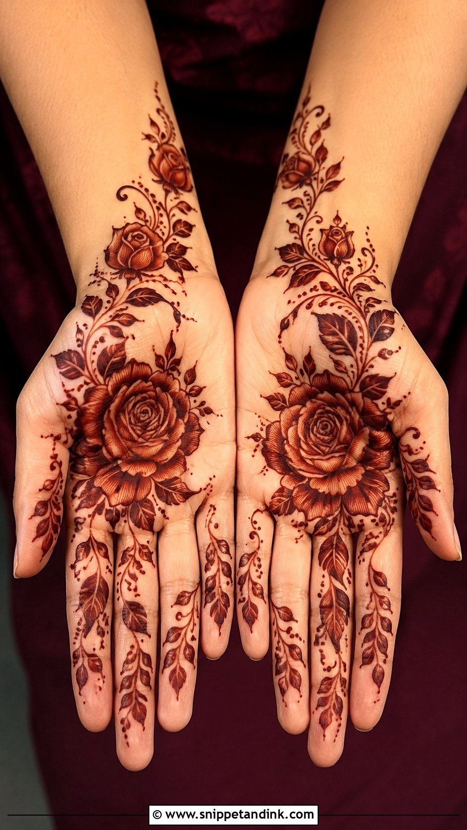 Rose Palm Mehndi Design - Snippet and Ink - 35 Unique Palm Mehndi Design Ideas