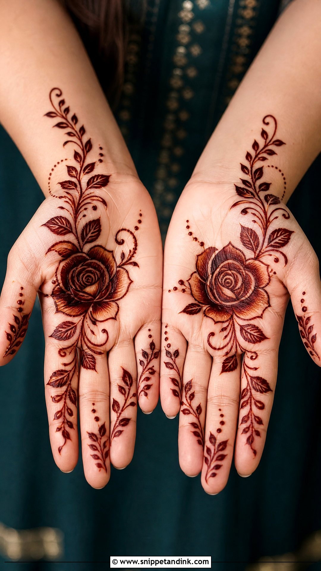 Rose Palm Mehndi Design - Snippet and Ink - 30 Beautiful Palm Mehndi Design Ideas