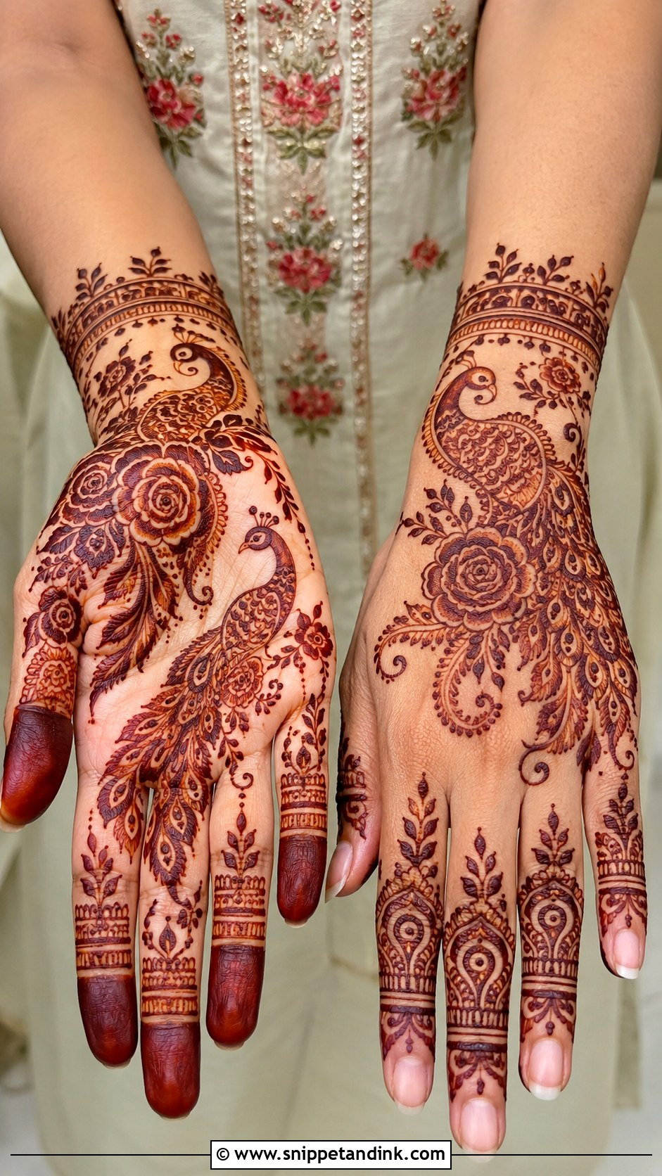 Rose Peacock Mehndi Design - Snippet and Ink - 35 Rose Mehndi Designs