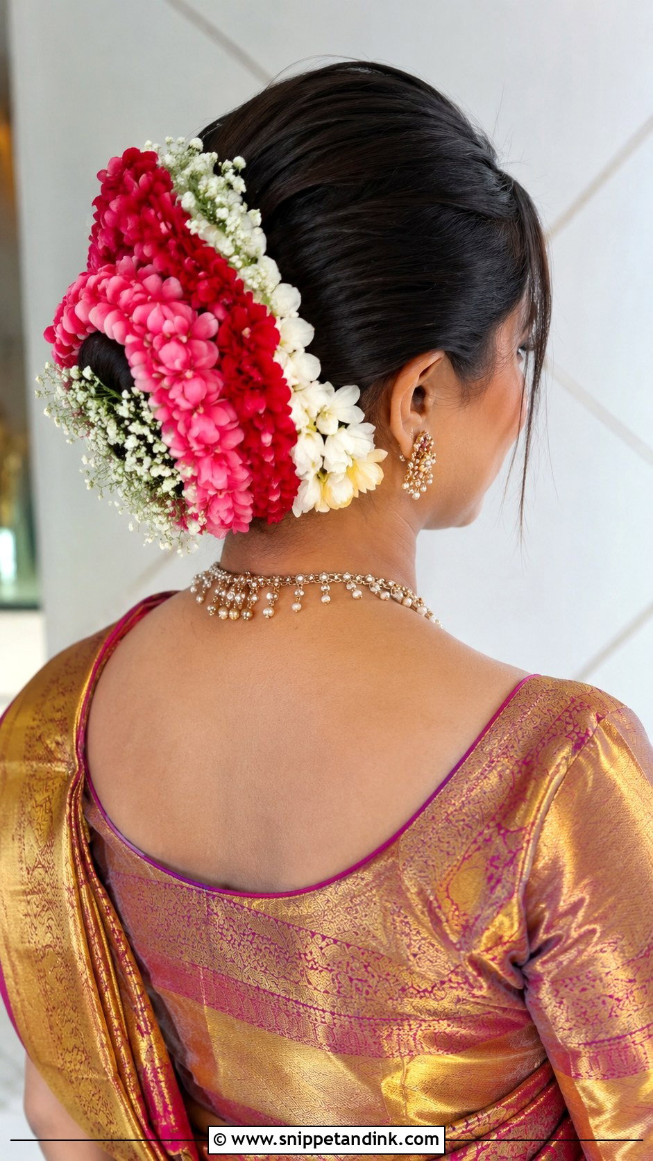 Rose Petal Veni for a Romantic Bride - Snippet and Ink - 20 Flower Veni for Hair Indian Brides Ideas