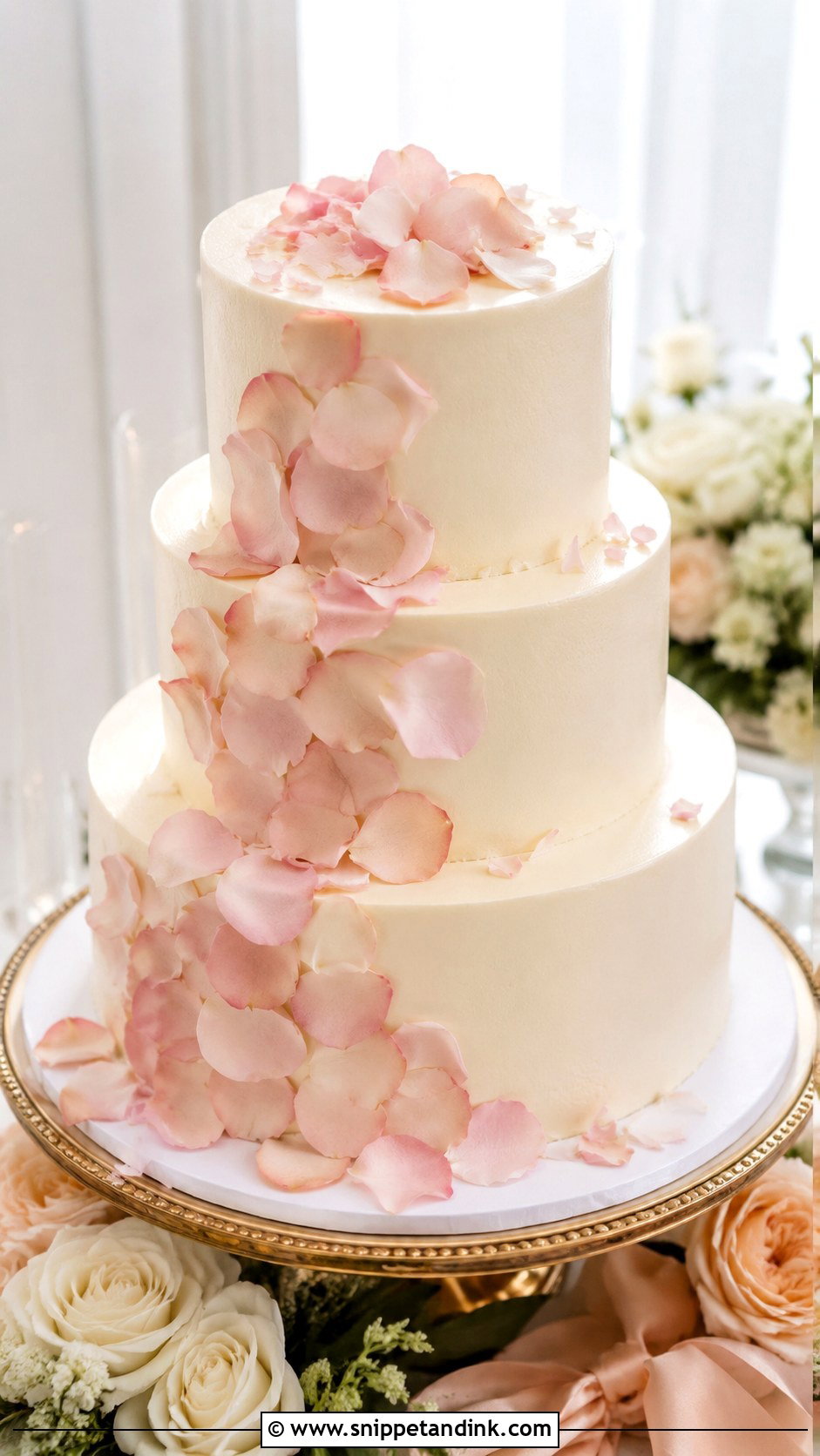 Rose Petal Wedding Cake - Snippet and Ink - 20 Edible Flowers on Cake Ideas for Wedding