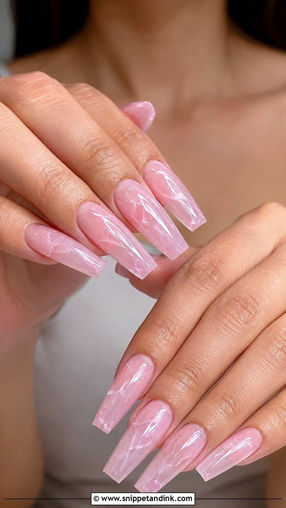Rose Quartz Coffin Engagement Nails - Snippet and Ink - 20 Coffin Engagement Nails
