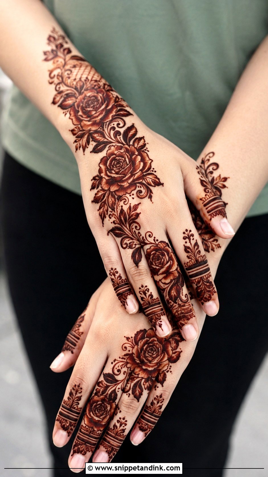 Rose Shaded Mehndi Design - Snippet and Ink - 35 Rose Mehndi Designs