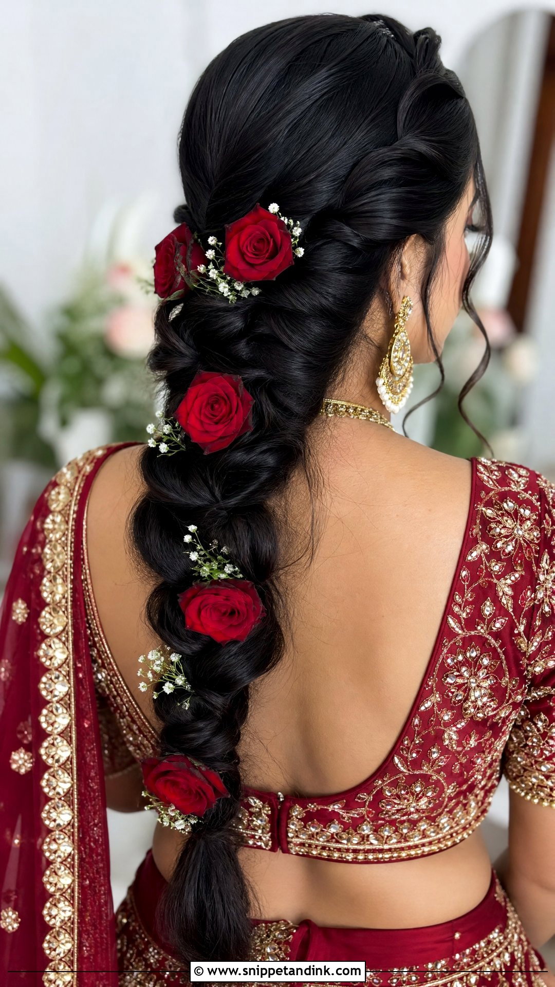 Rose Twist Braid for Brides - Snippet and Ink - 20 Indian Bridal Braids for Long Hair