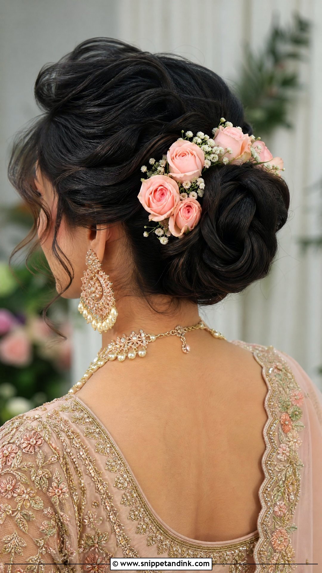 Rose Twist Bridal Bun - Snippet and Ink - 20 Indian Flower Bridal Bun Hairstyles