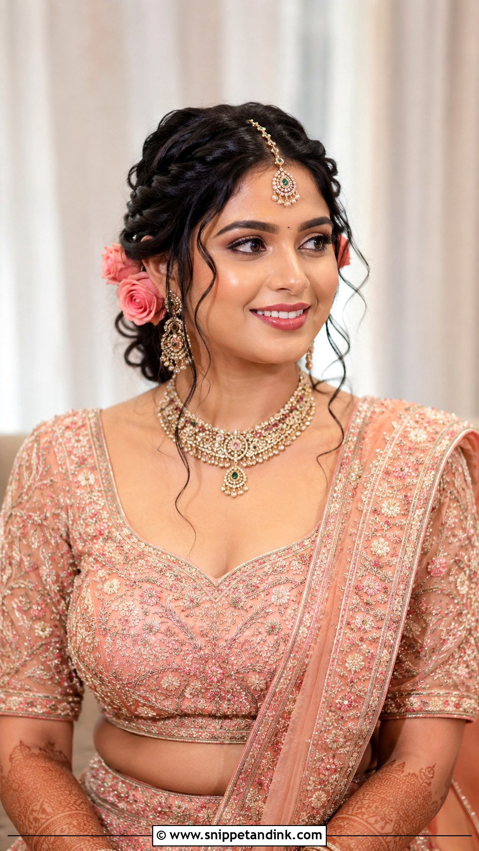 Rose Twist Hairstyle - Snippet and Ink - 35 Indian Wedding Bridal Hairstyle Ideas