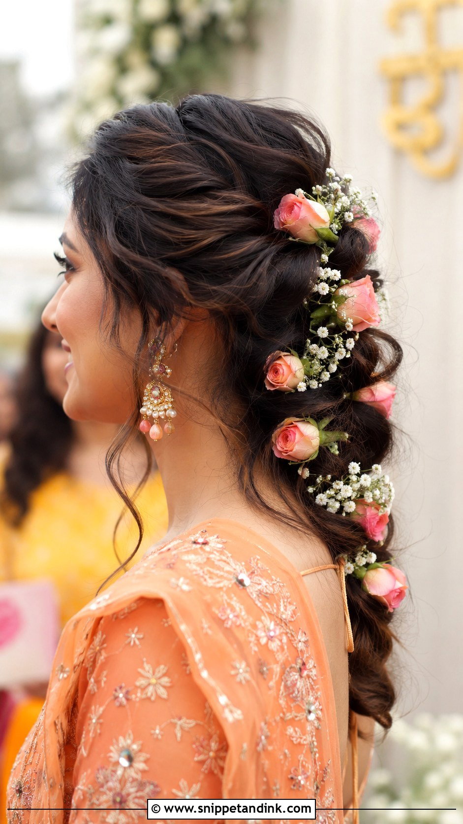Rose Twist Hairstyle for Bride - Snippet and Ink - 20 Hairstyle for Indian Bride Ideas