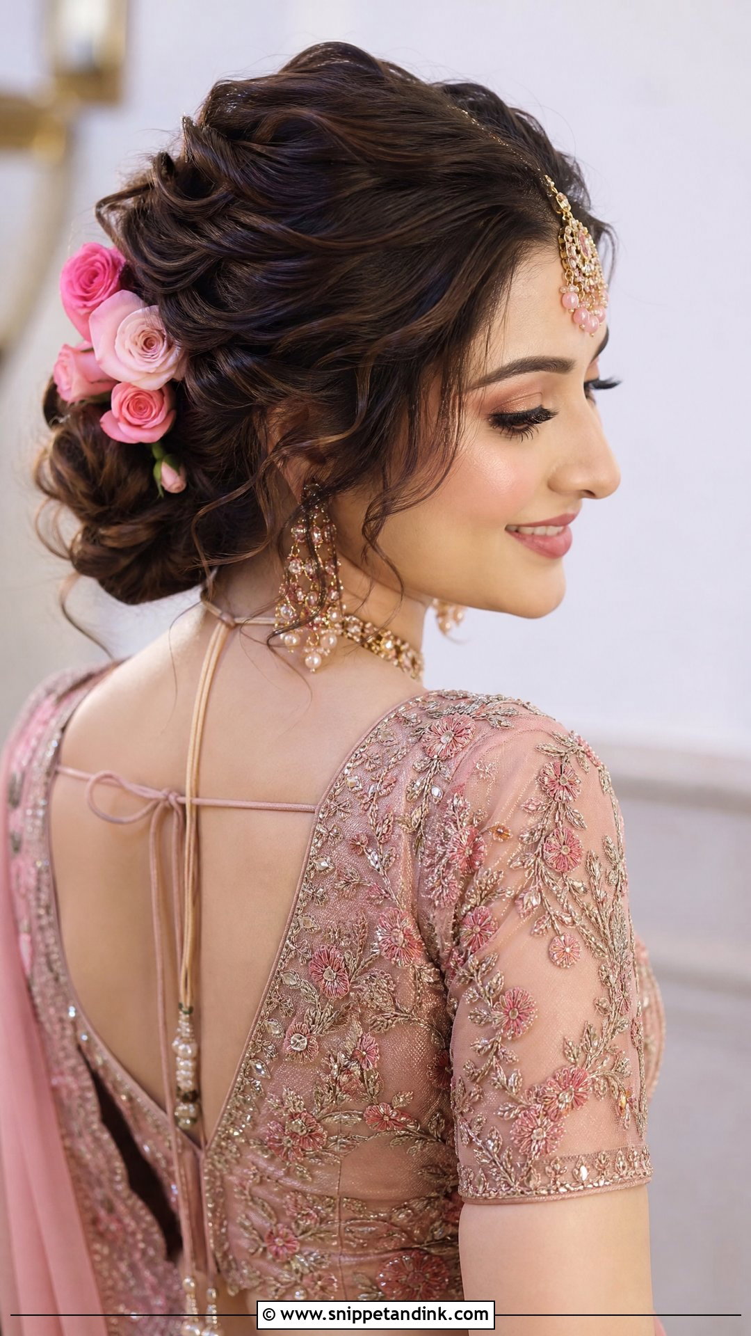 Rose Twist Updo - Snippet and Ink - 20 Mandap Hairstyle for Bride Ideas
