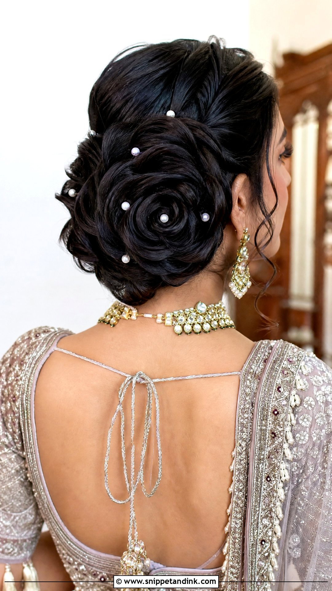 Rose Twist Updo - Snippet and Ink - 20 Desi Wedding Hairstyles for Long Hair