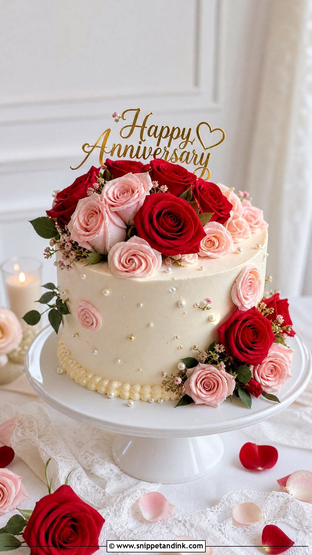 Rose Wedding Anniversary Cake - Snippet and Ink - 30 Wedding Anniversary Cake Design Ideas