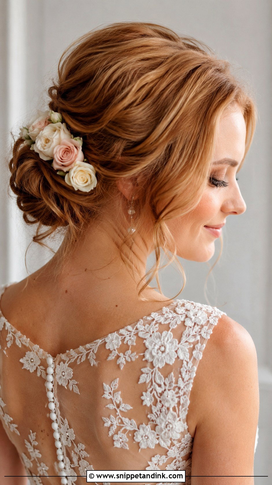 Rose Wedding Bun With Flowers - Snippet and Ink - 15 Wedding Bun with Flowers Ideas