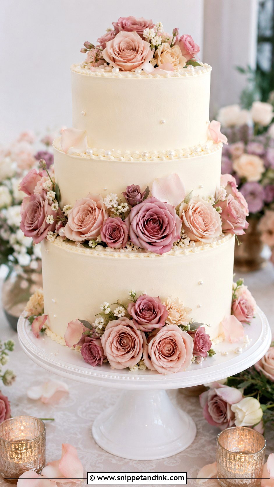 Rose Wedding Cake - Snippet and Ink - 20 Love Wedding Cake Ideas