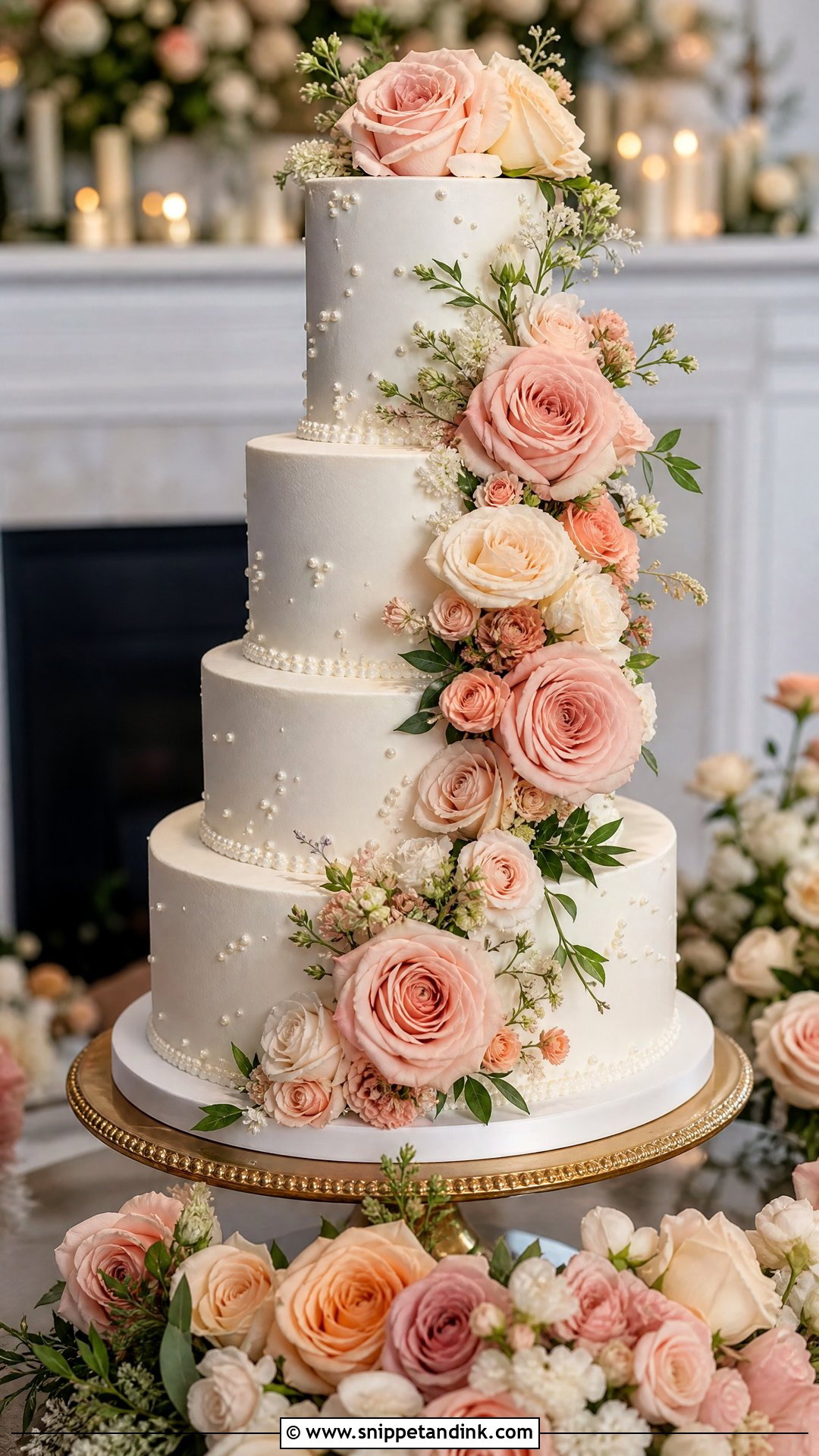 Rose Wedding Cake - Snippet and Ink - 25 Love Theme Cake Ideas for Wedding