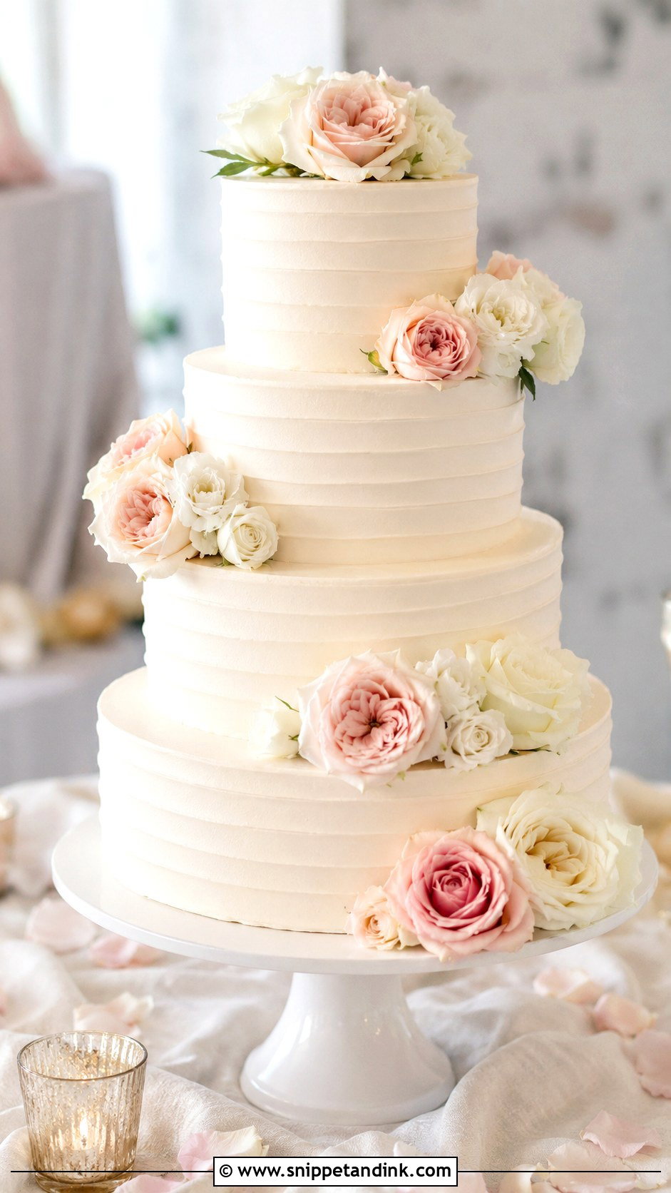 Rose Wedding Cake - Snippet and Ink - 30 Elegant Wedding Cake Ideas