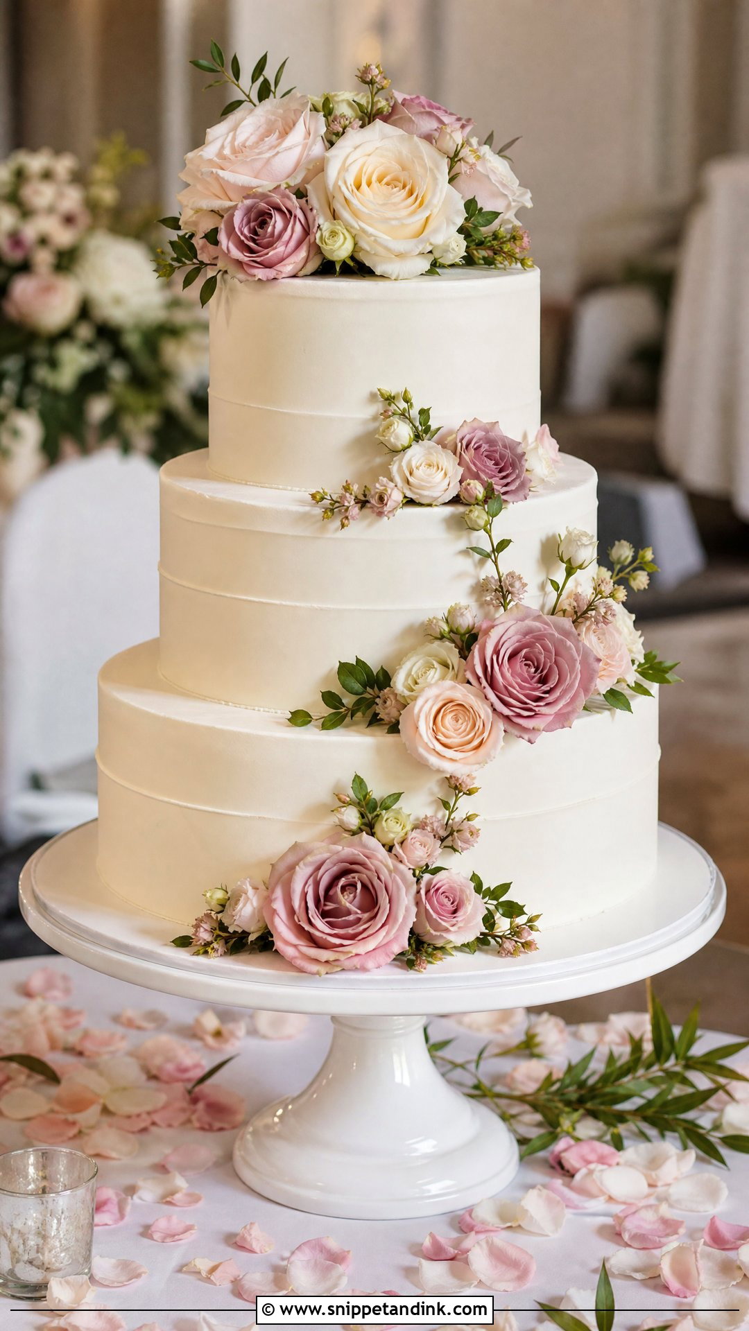 Rose Wedding Cake - Snippet and Ink - 35 Cakes with Flowers for Wedding