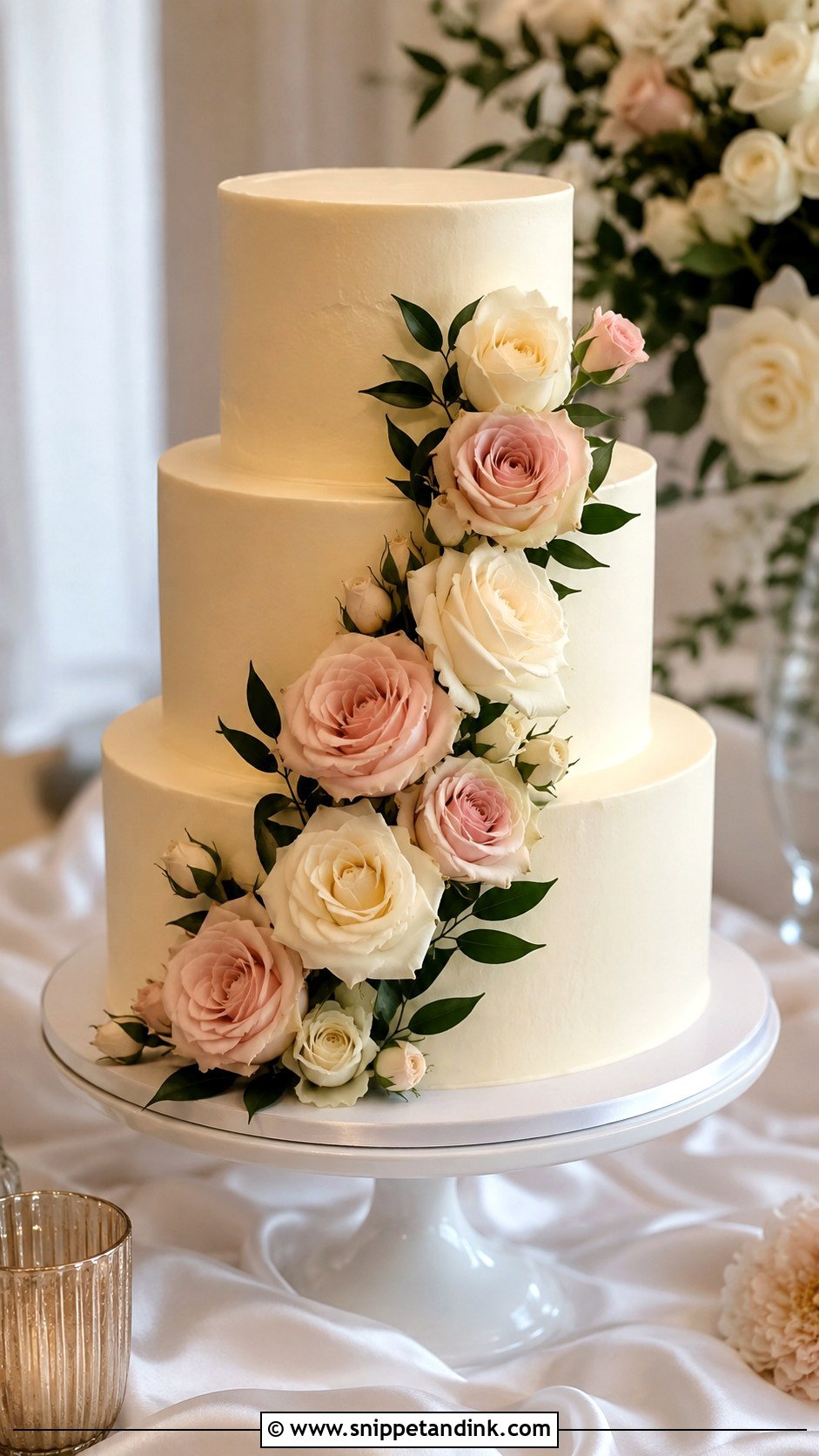 Rose Wedding Cake - Snippet and Ink - 20 Simple Flower Cake Ideas for Wedding