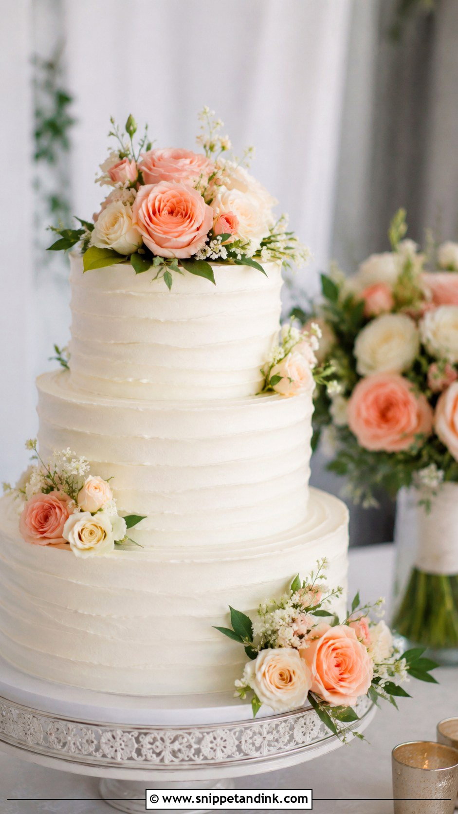 Rose Wedding Cake - Snippet and Ink - 20 Spring Flower Cake Ideas for Wedding