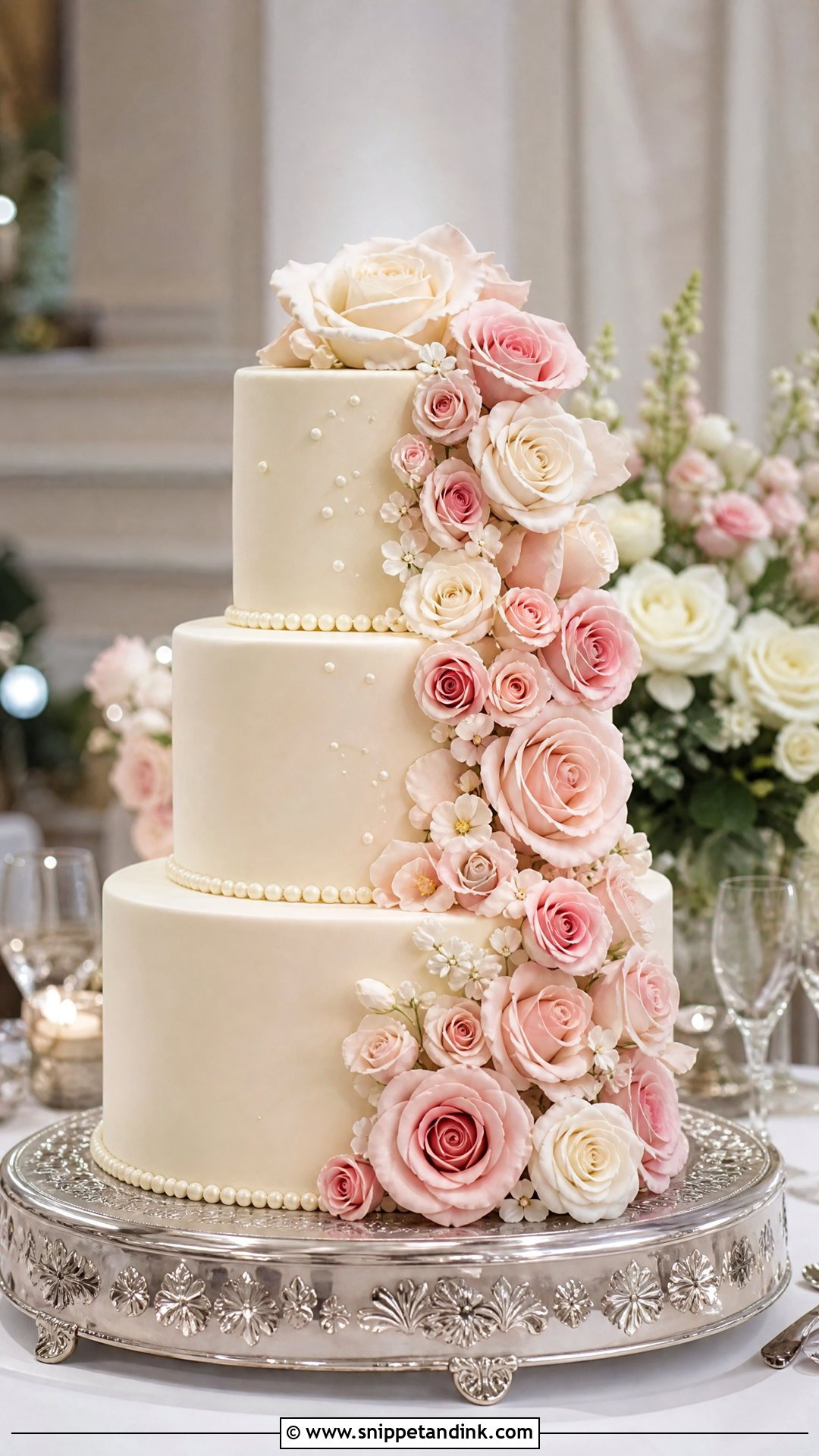 Rose Wedding Cake - Snippet and Ink - 25 Flower Theme Cake Ideas for Wedding