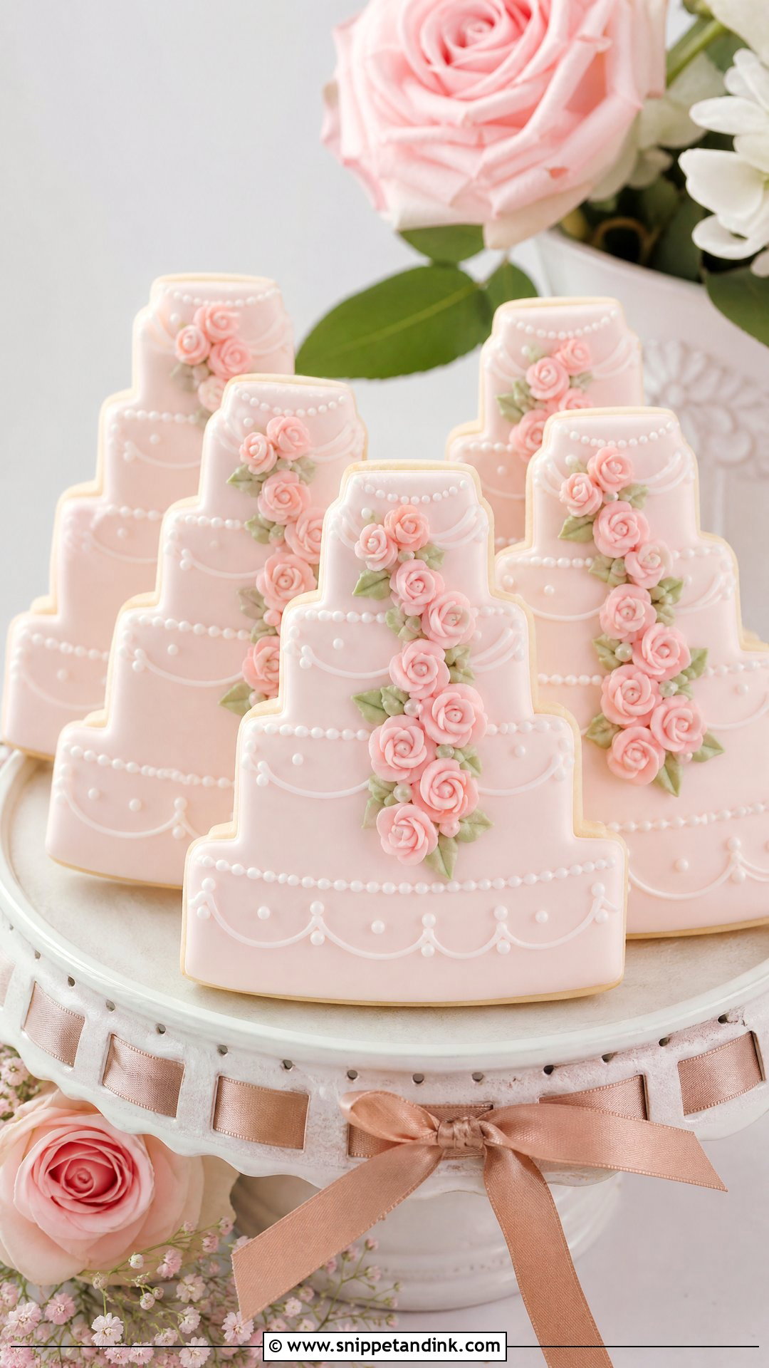 Rose Wedding Cake Cookies - Snippet and Ink - 30 Wedding Cake Cookies