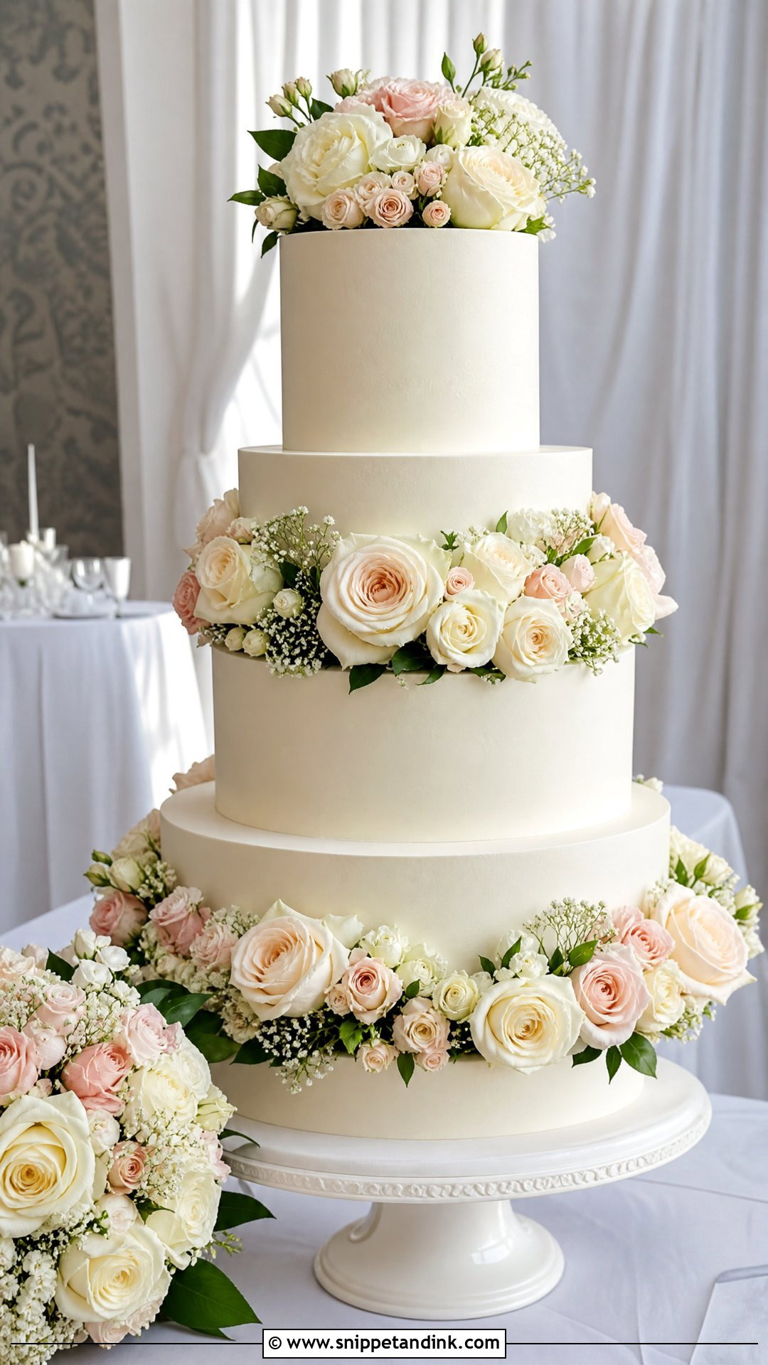 Rose Wedding Cake With Fresh Flowers - Snippet and Ink - 25 Cake Ideas with Fresh Flowers for Wedding