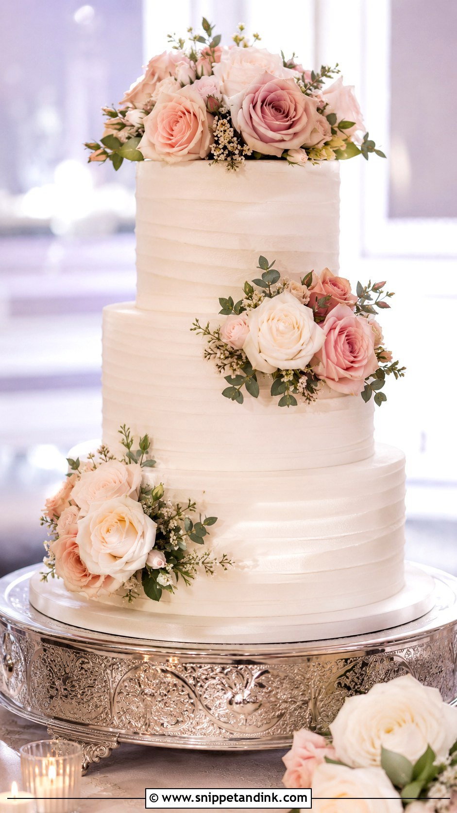 Rose Wedding Cake - Snippet and Ink - 20 Aesthetic Floral Cake Ideas for Wedding
