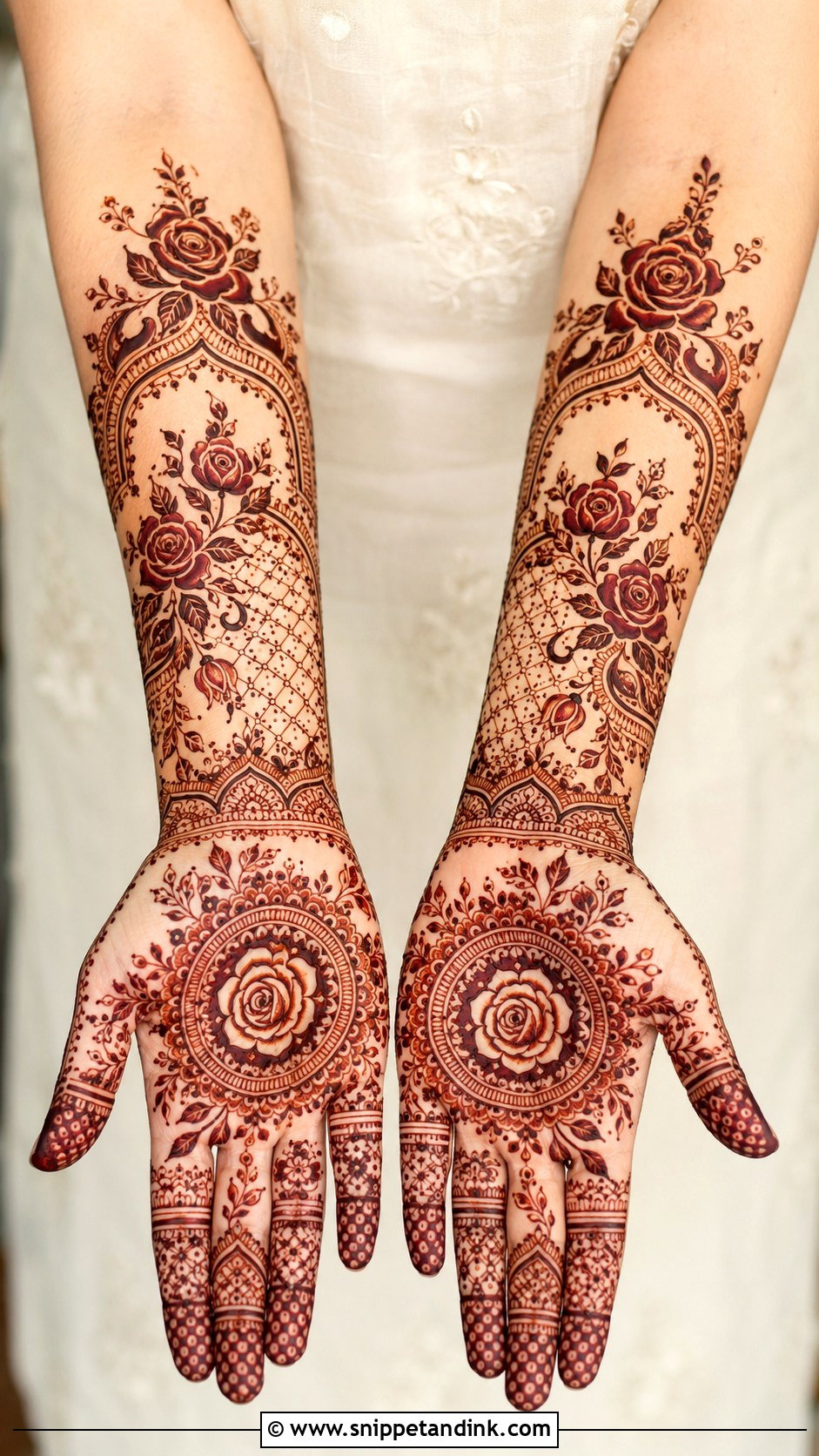Rose Wedding Mehndi Design - Snippet and Ink - 35 Rose Mehndi Designs