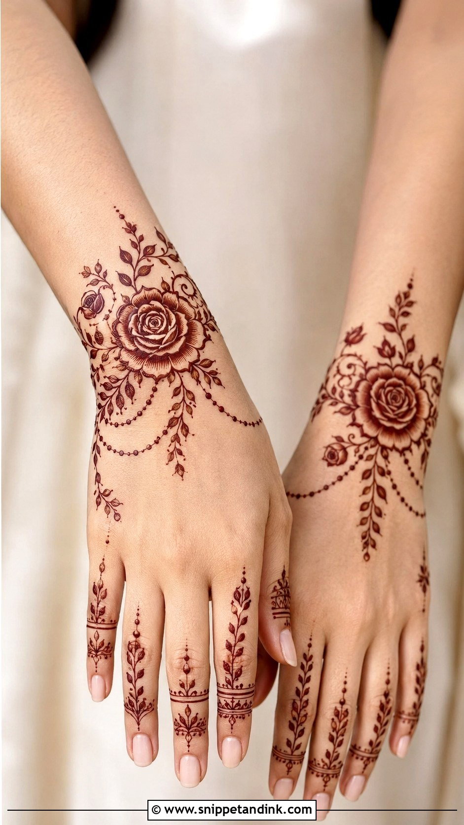 Rose Wrist Mehndi Design - Snippet and Ink - 35 Rose Mehndi Designs