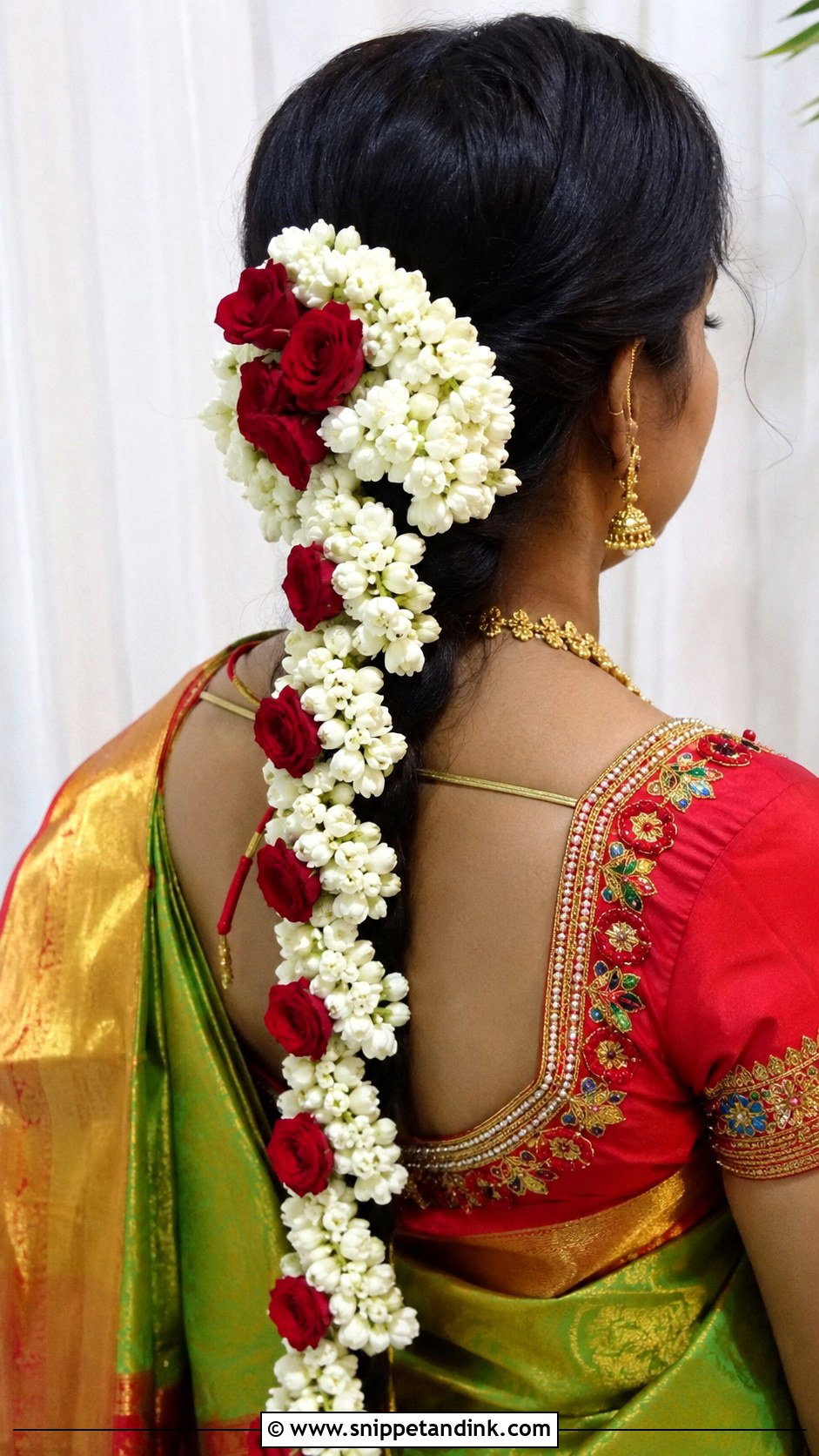 Rose and Jasmine Combination Veni - Snippet and Ink - 20 Flower Veni for Hair Indian Brides Ideas