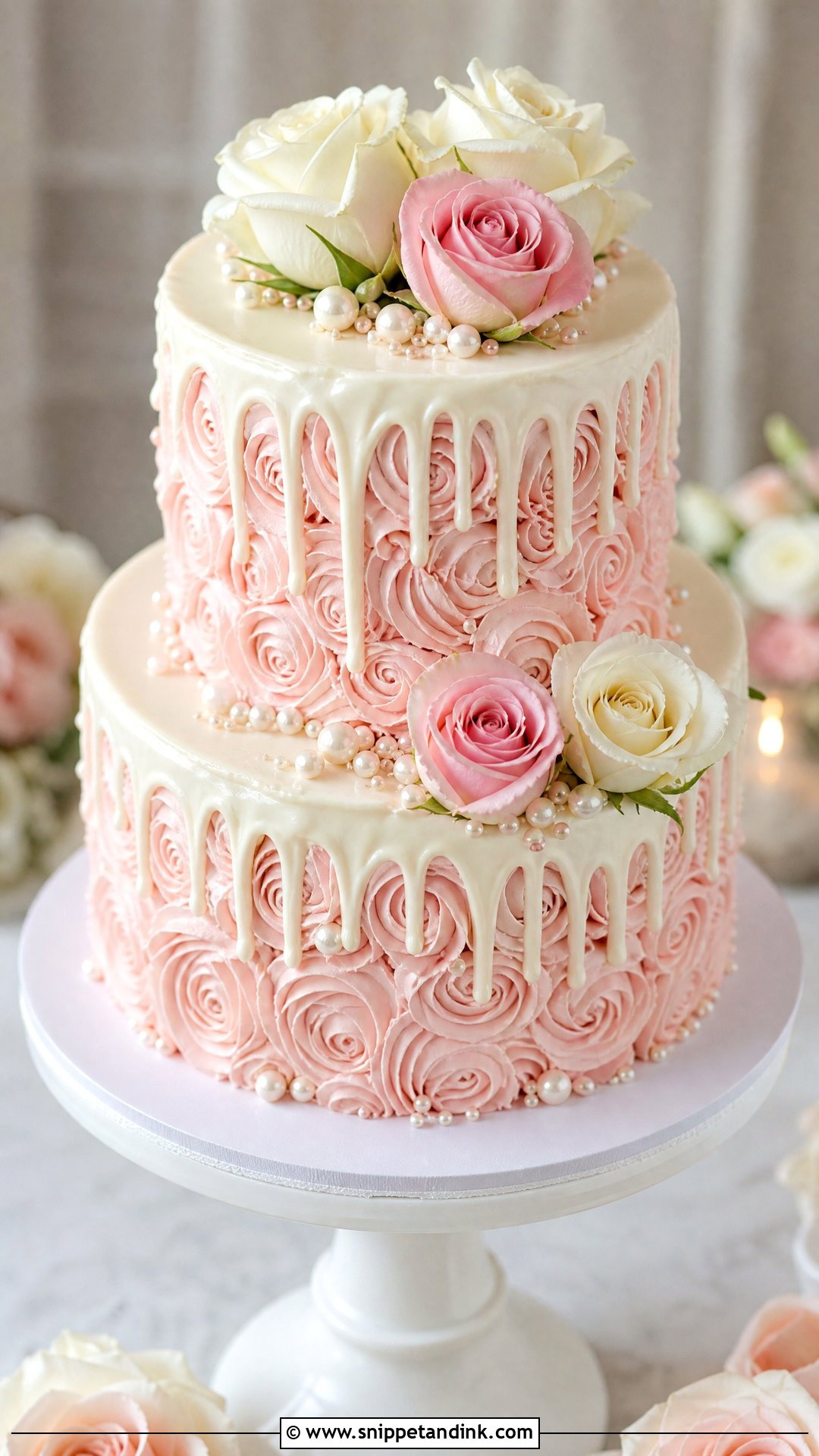 Rosette Wedding Cake With Drip - Snippet and Ink - 30 Rosette Cake Ideas for Wedding
