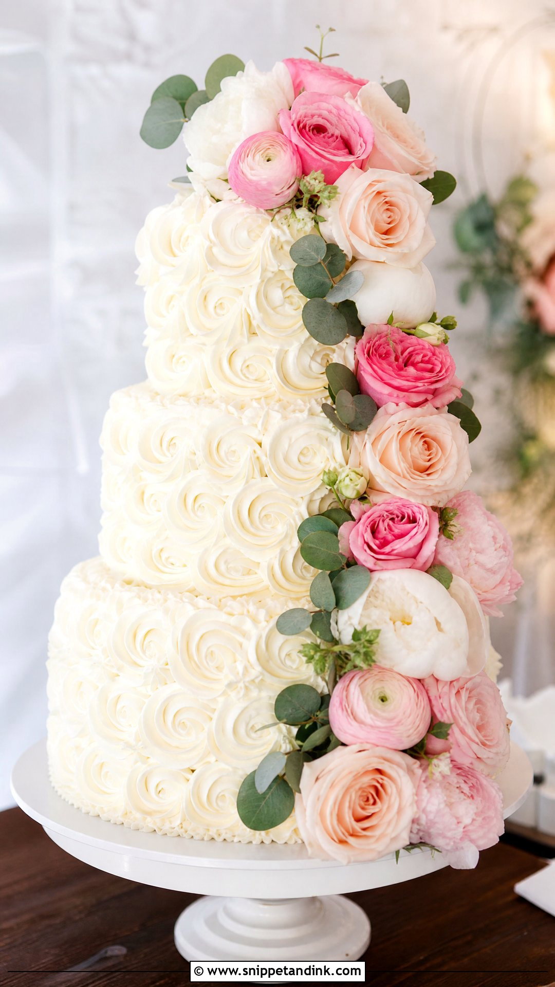 Rosette Wedding Cake With Fresh Flowers - Snippet and Ink - 30 Rosette Cake Ideas for Wedding