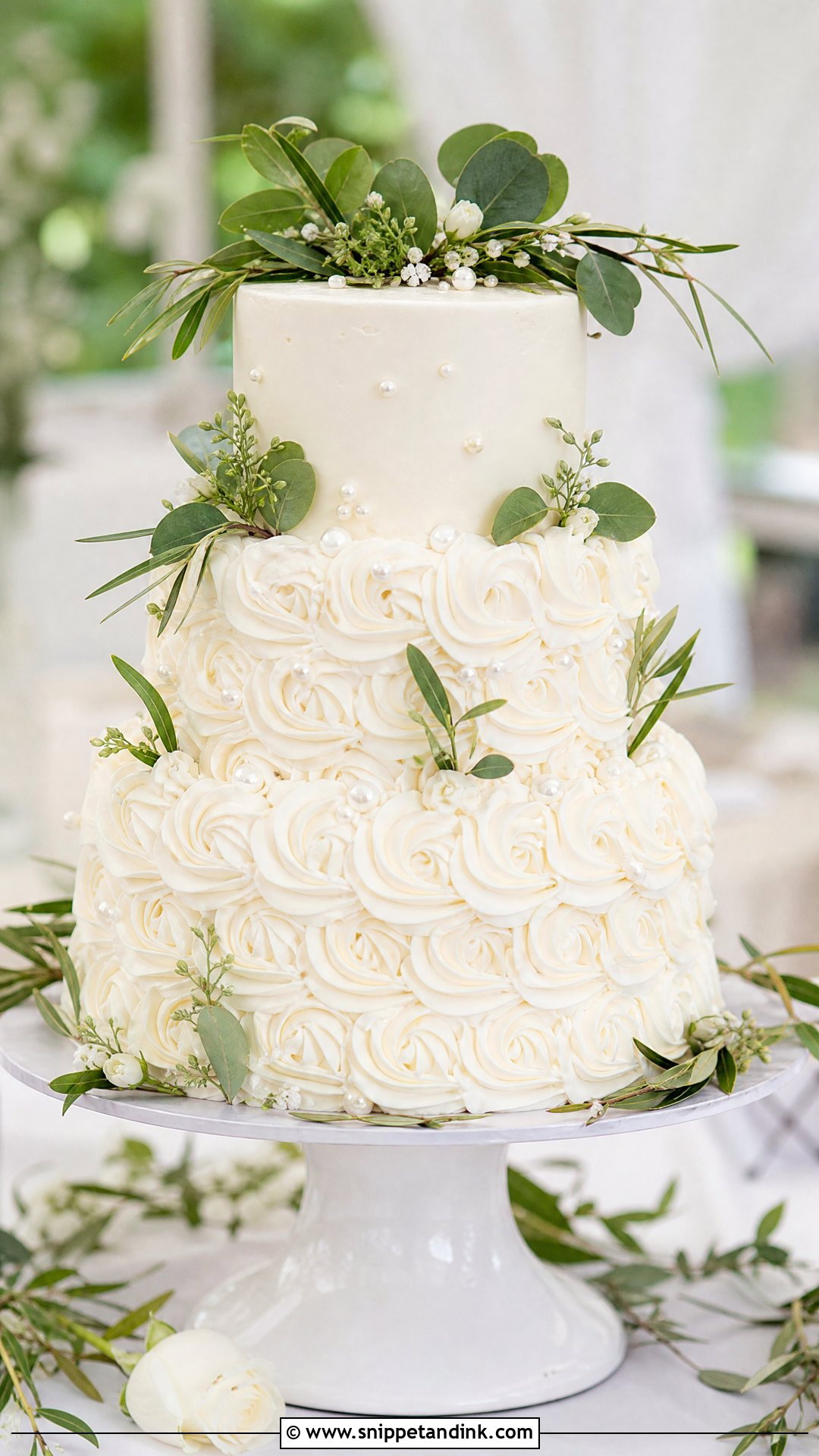 Rosette Wedding Cake With Greenery - Snippet and Ink - 30 Rosette Cake Ideas for Wedding