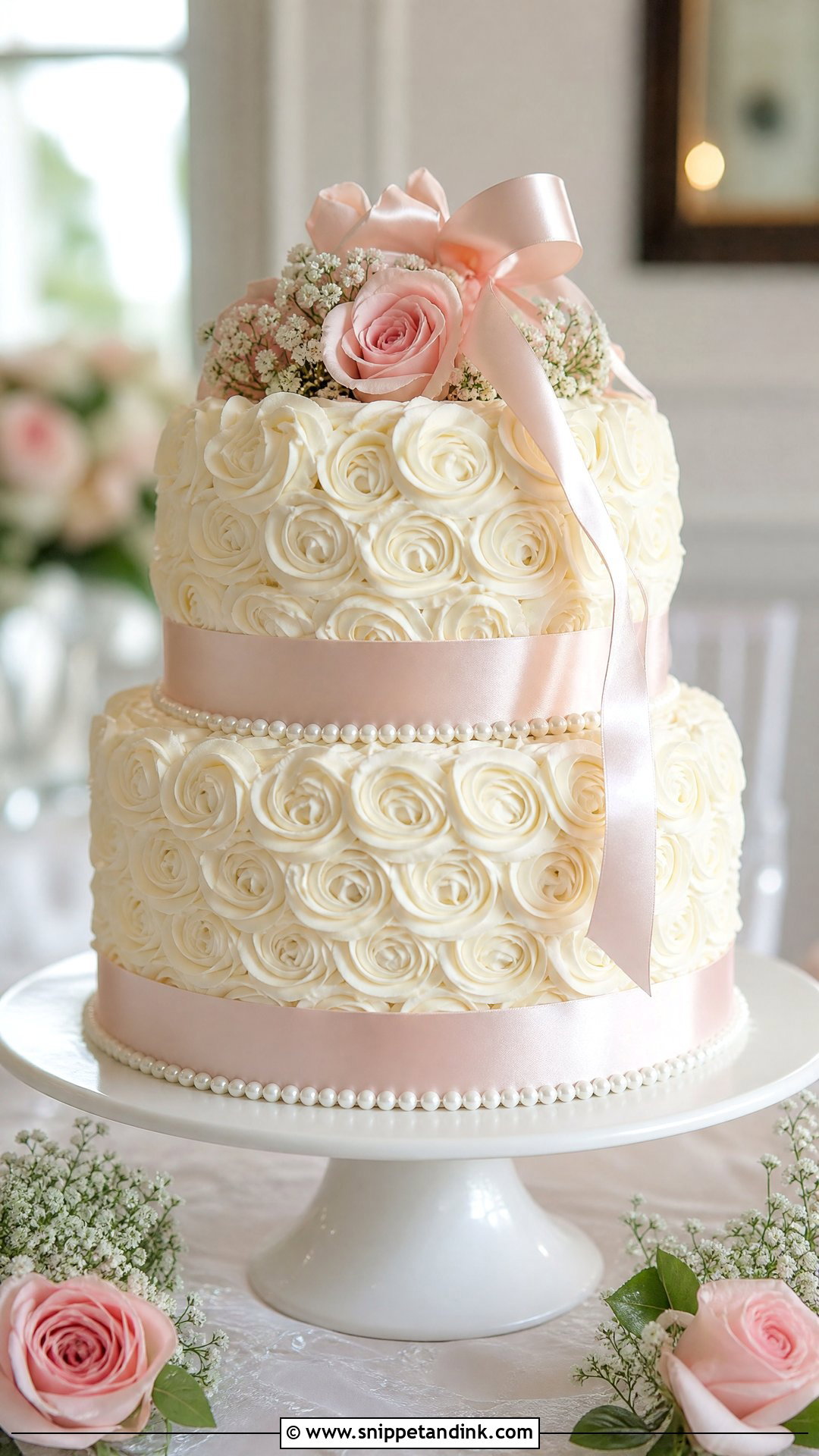 Rosette Wedding Cake With Ribbon - Snippet and Ink - 30 Rosette Cake Ideas for Wedding