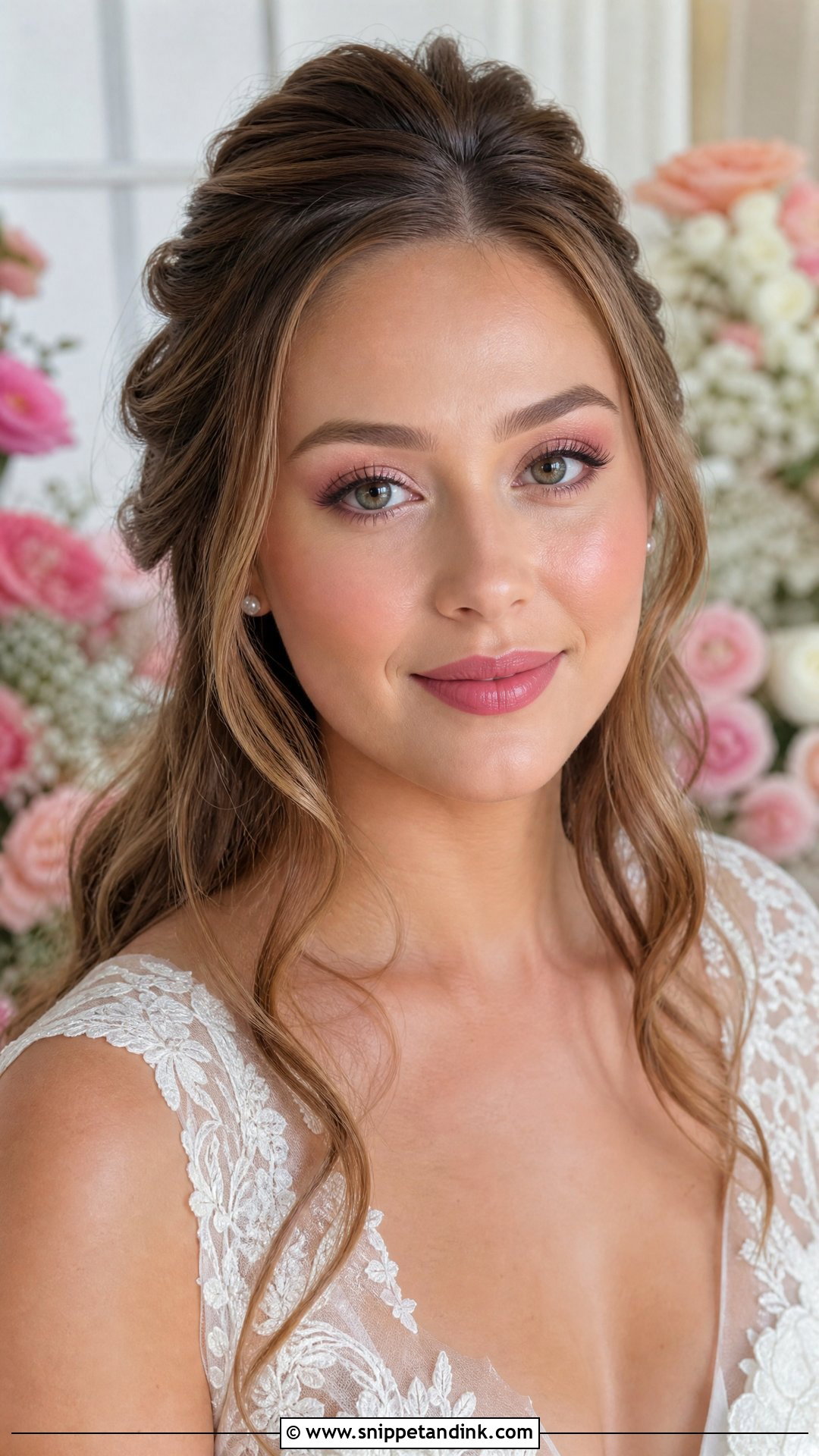 Rosy Bridal Makeup With Pink Lip - Snippet and Ink - 25 Simple Natural Bridal Makeup Ideas